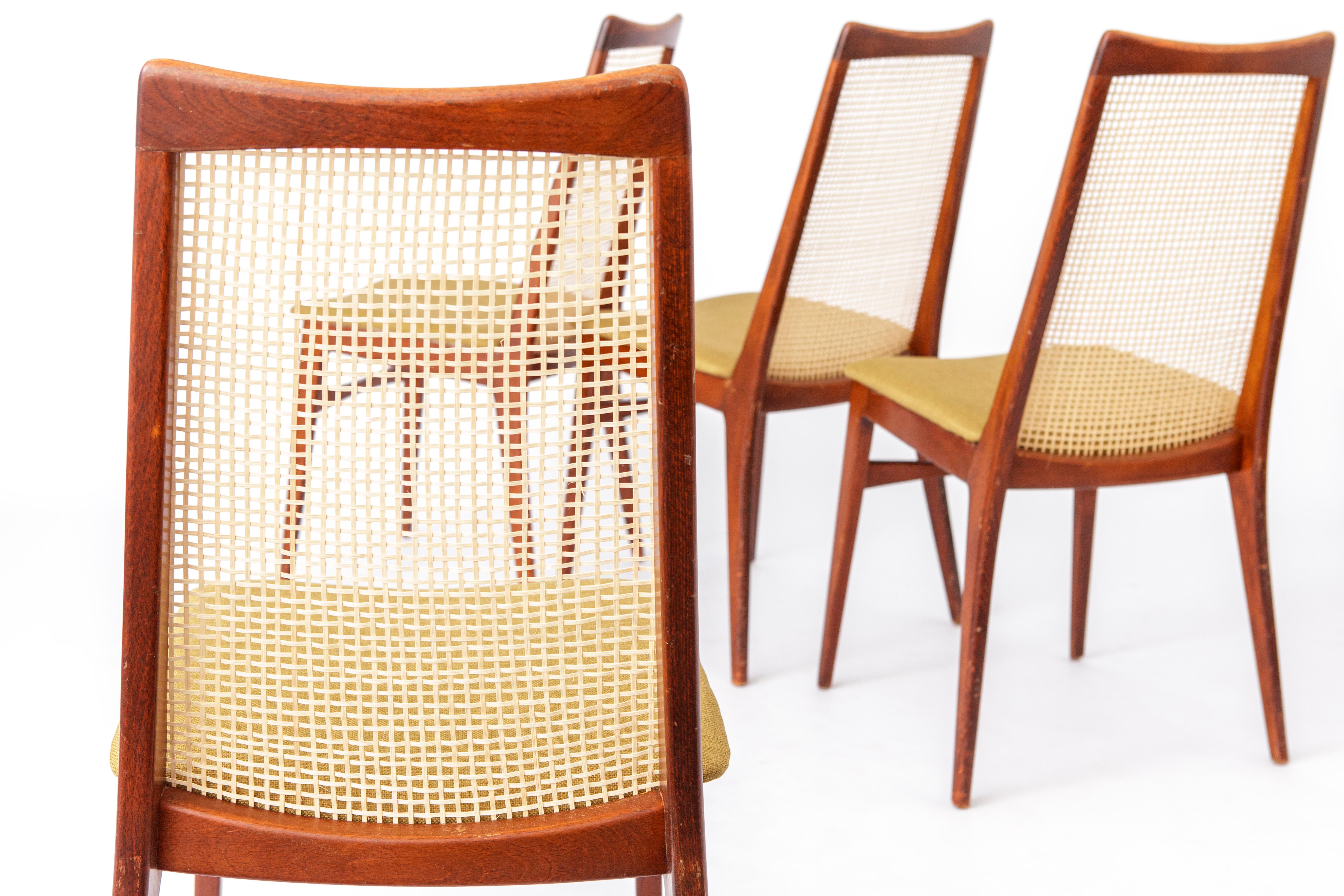 Teak Set 4 Dining Chairs 1960s by Wilhelm Benze GmbH, Germany For Sale