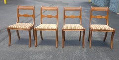 Set 4 Early 20th C. Payne Furniture Duncan Phyfe Ladder Back Upholstered Chairs