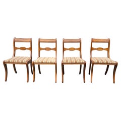Antique Set 4 Early 20th C. Payne Furniture Duncan Phyfe Ladder Back Upholstered Chairs