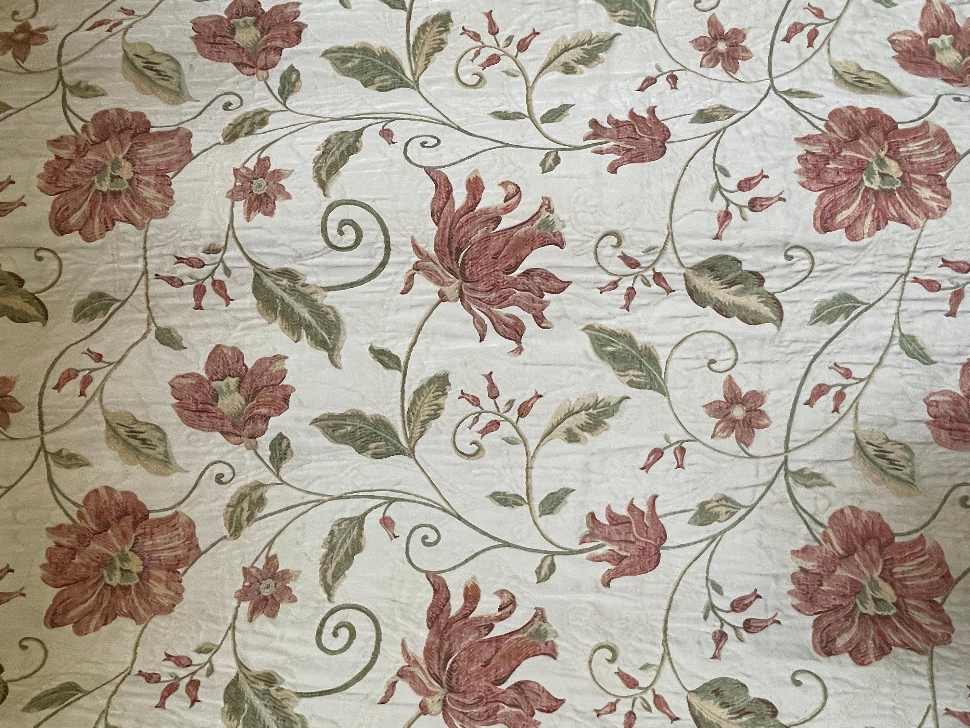 Louis XV Ensemble 4 rideaux floraux style 18ème siècle Coussins d'ameublement 73 