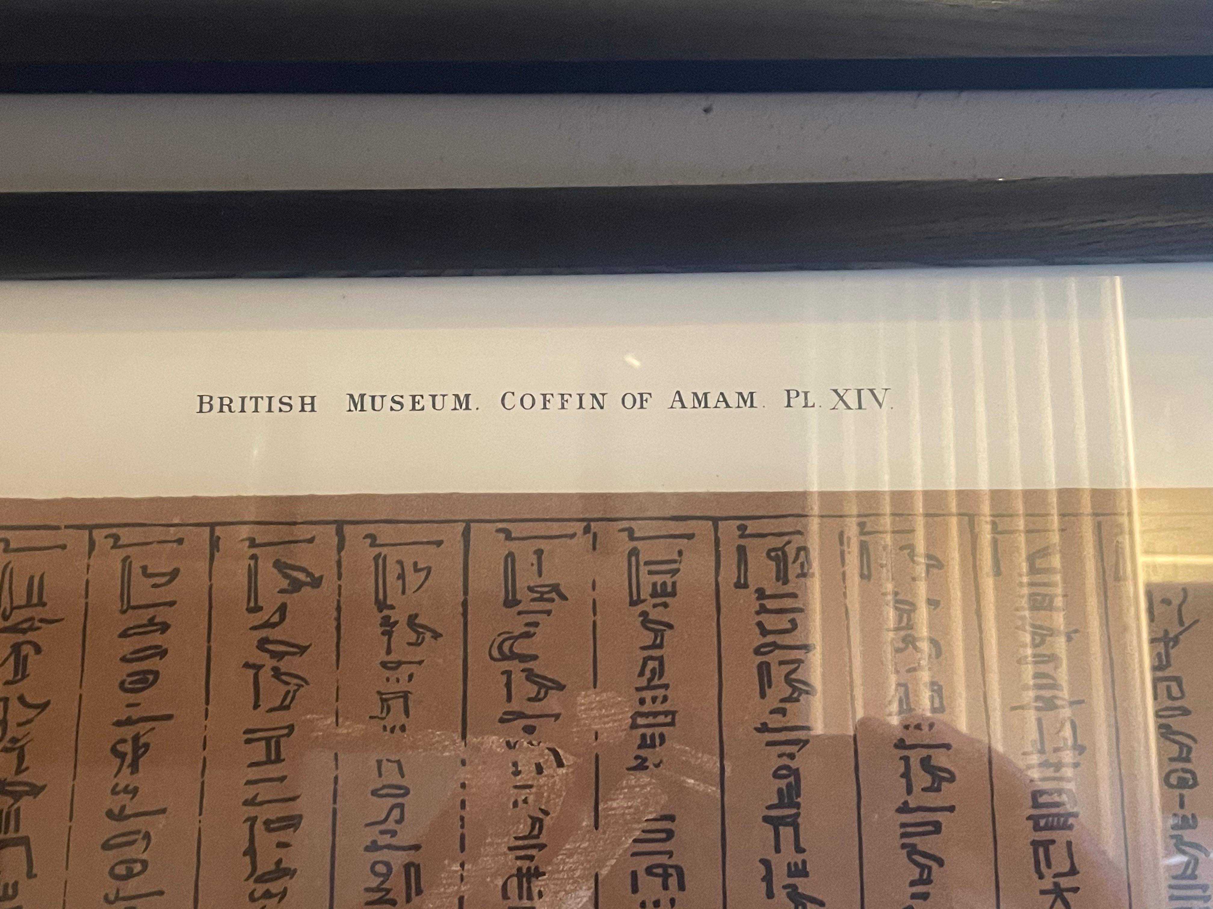 Set 4 Framed Prints of Ancient Egyptian Hieroglyphs, British Museum, circa 1886 For Sale 4