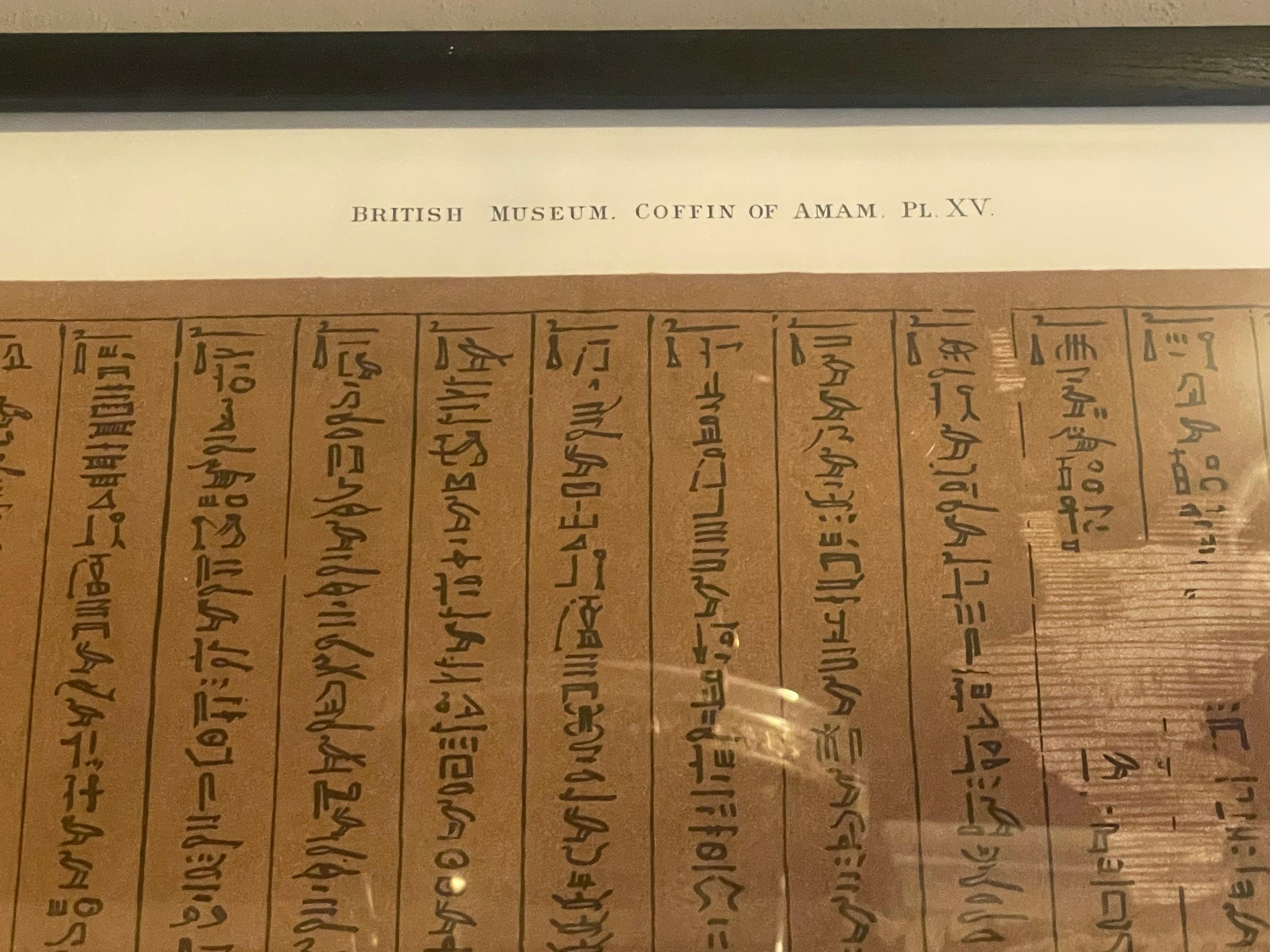 Set 4 Framed Prints of Ancient Egyptian Hieroglyphs, British Museum, circa 1886 For Sale 2