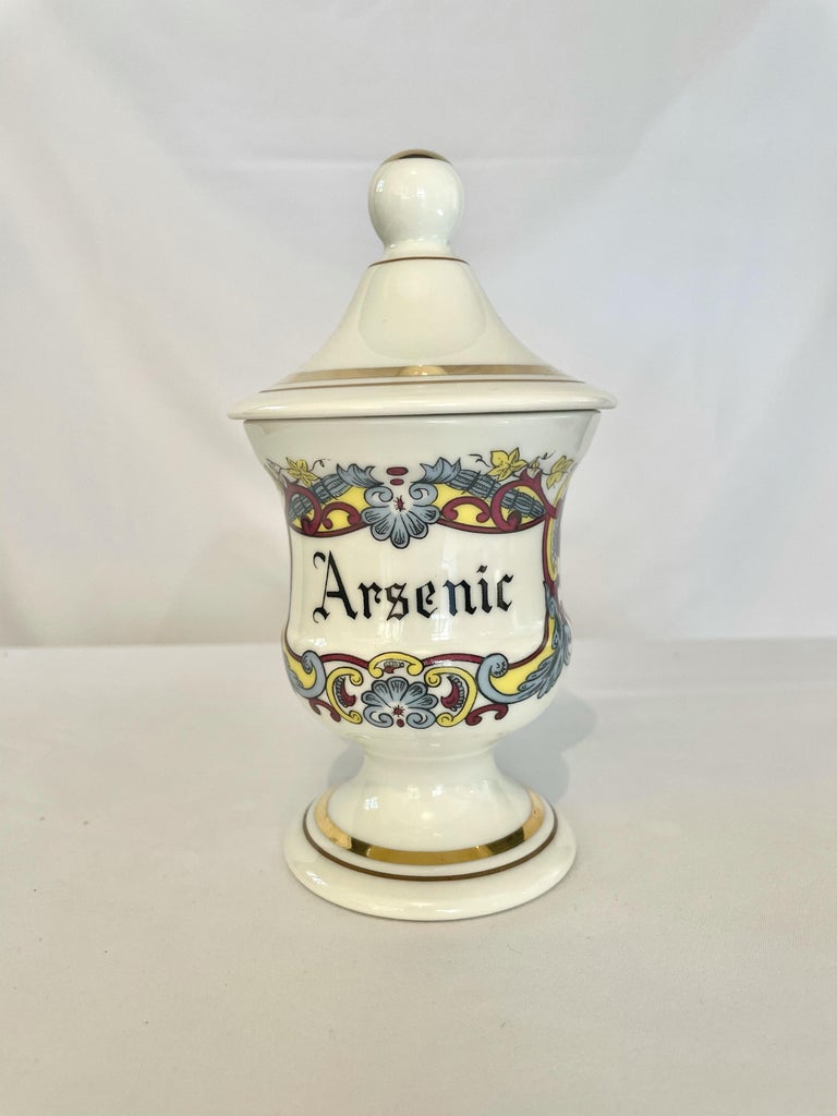 Set 4 French Apothecary Jars Cocaine Opium Arsenic Tabac 19th Porcelain