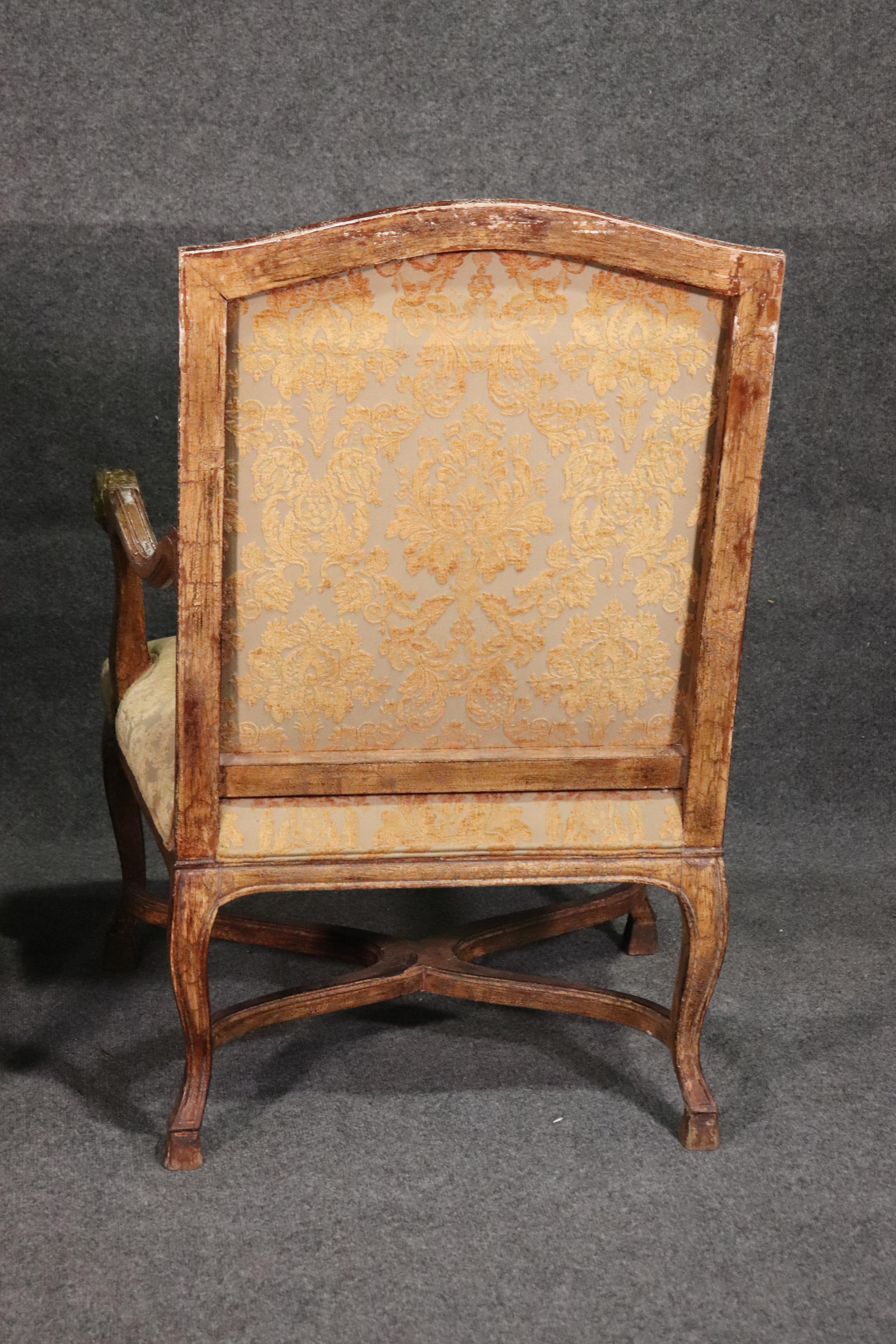 Set 4 French Paint Decorated Giltwood Rams Head Armchairs Dining Office Chairs For Sale 9