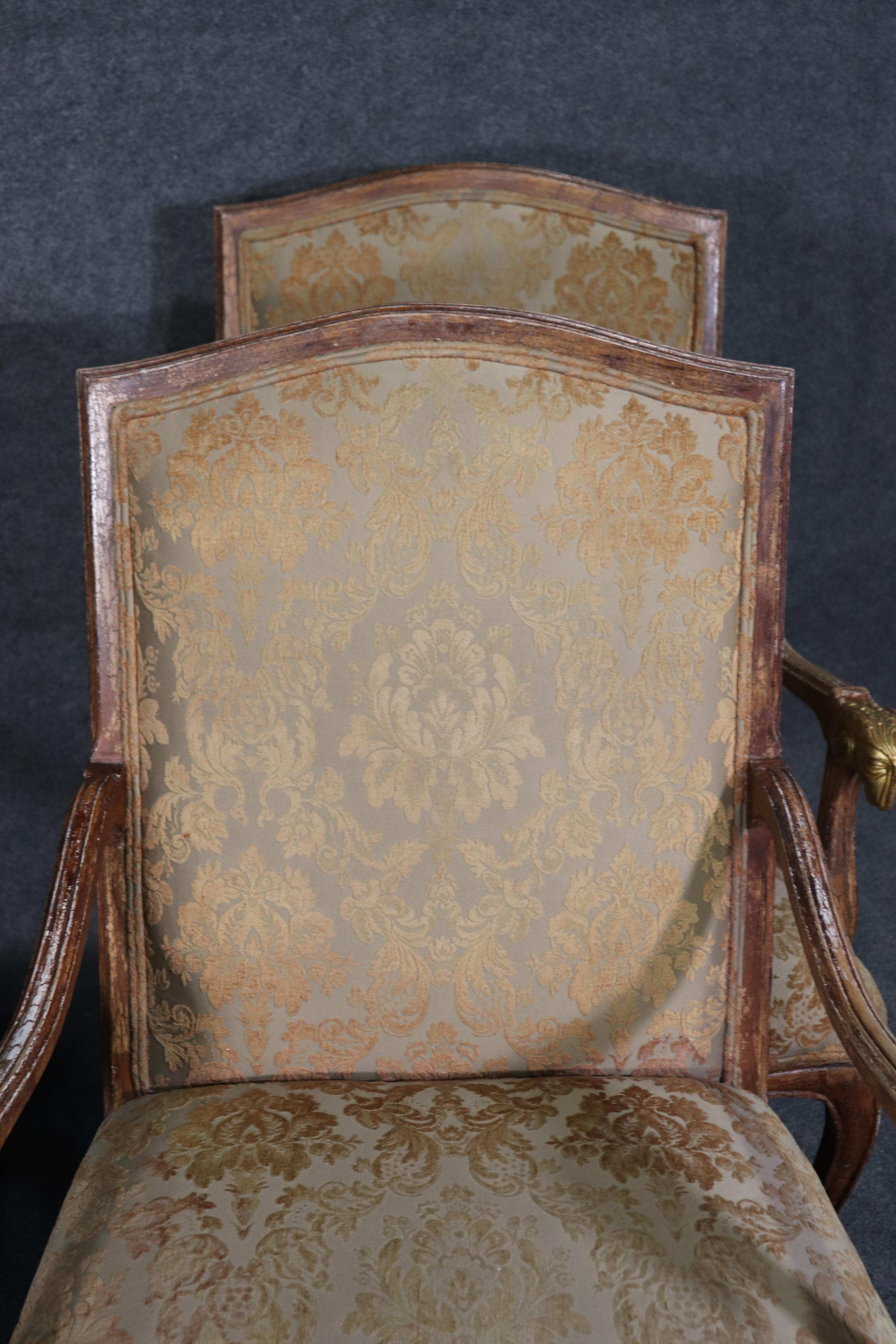 Set 4 French Paint Decorated Giltwood Rams Head Armchairs Dining Office Chairs For Sale 2