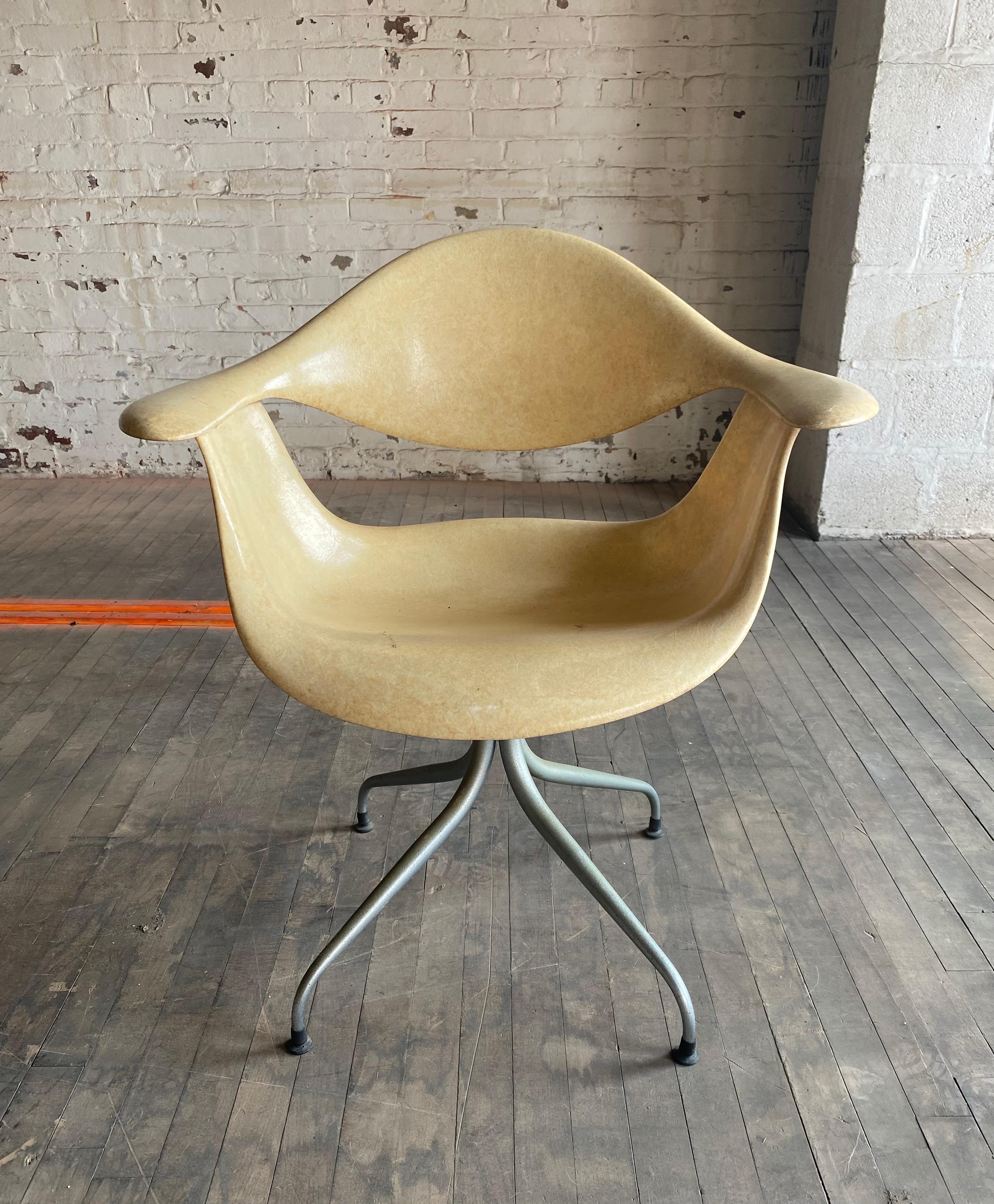 Set 4 George Nelson, 1st Year Production Daf Swag Leg Dining Chair / Fiberglass For Sale 7