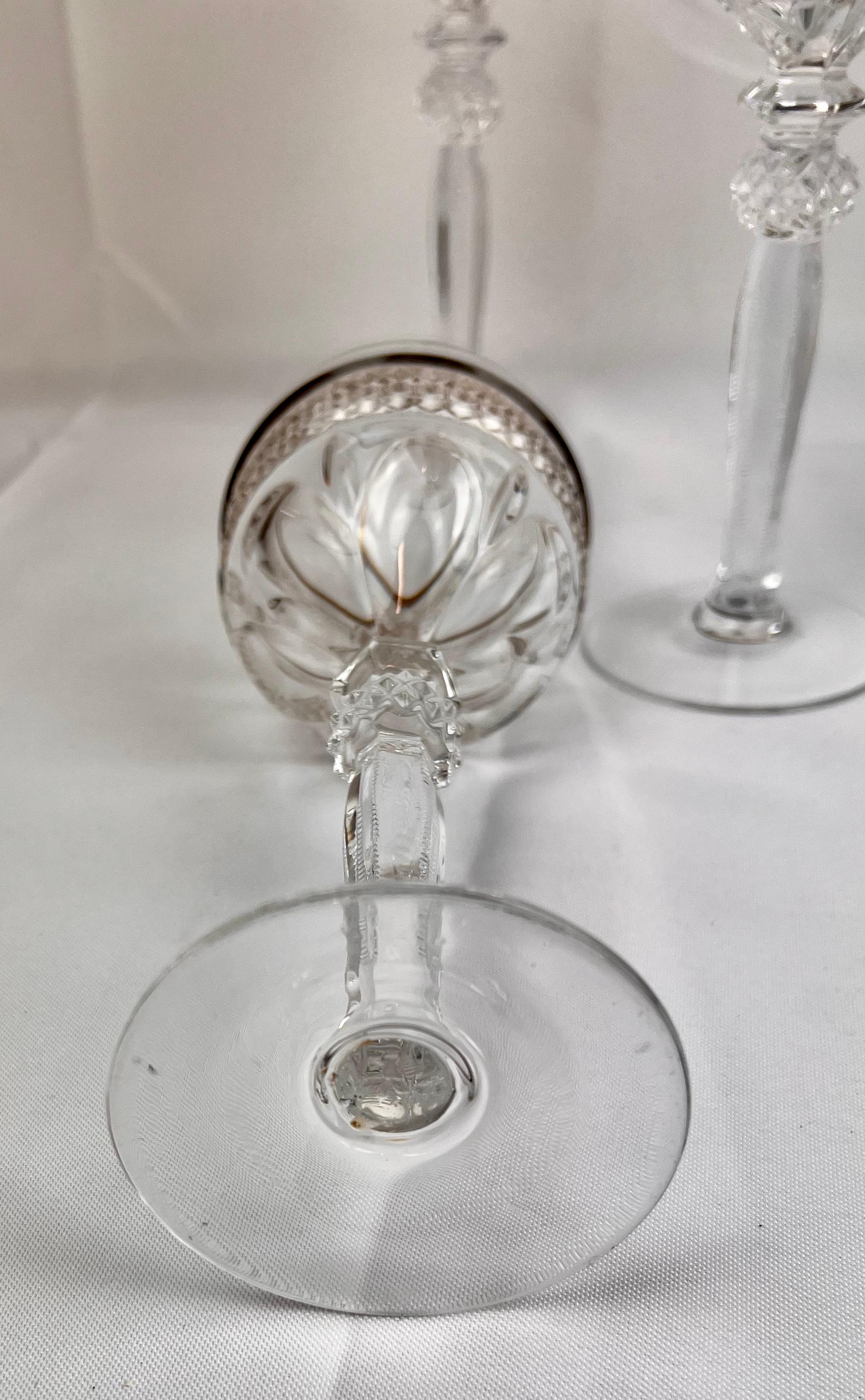 Mid-20th Century Cut Crystal Wine Glasses with Gilt Edge-Set of Four For Sale