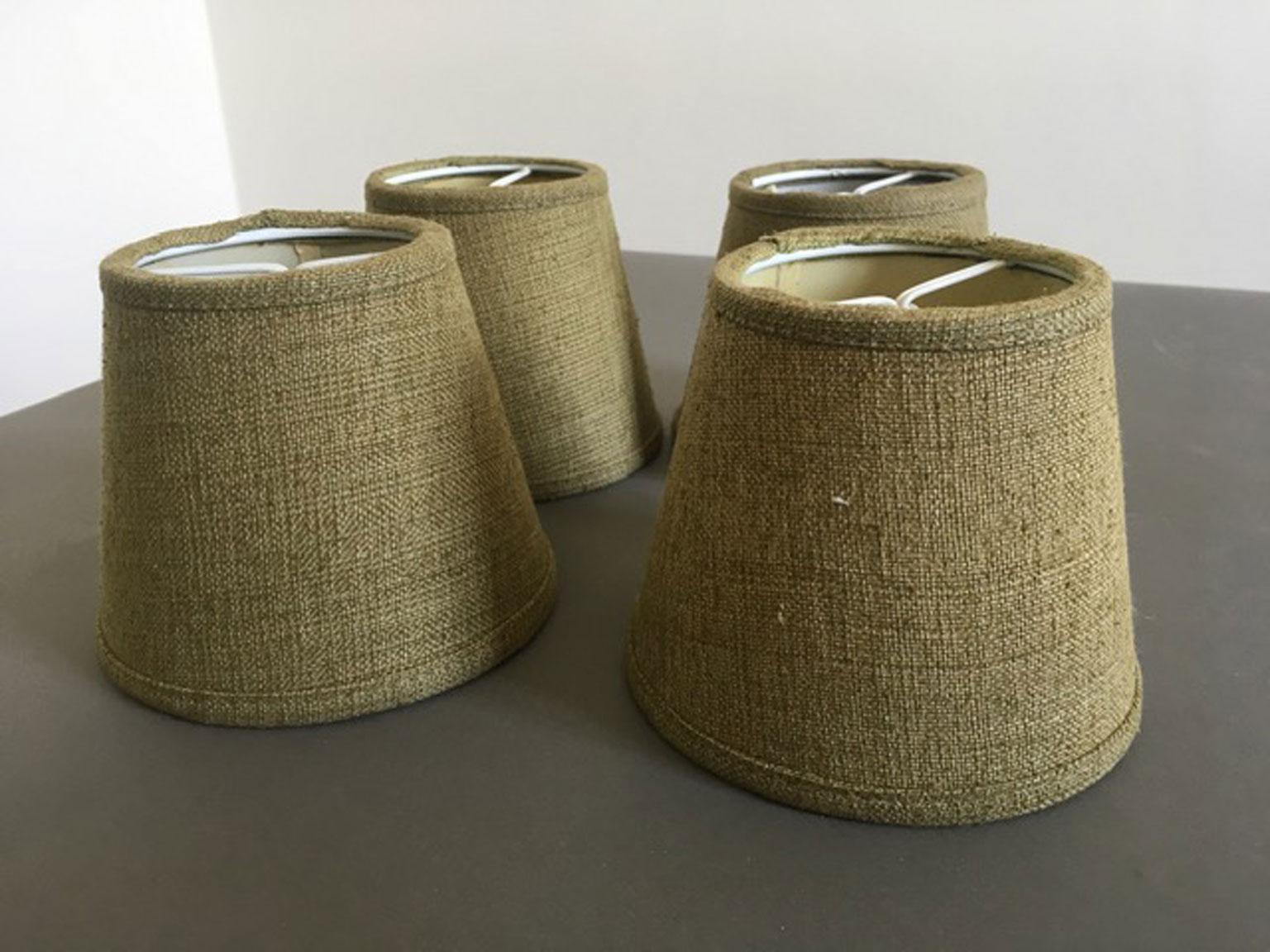 Set four linen lampshades in green olive color.
Suitable for Baccarat wall light model Torch.
Free shipping in EU and the rest of the world.