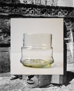 Set 4 Handblown Cocktail Glasses Clear. Inspired in Pre-Hispanic Art