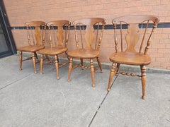 Set 4 Heywood Wakefield Hard Rock Maple Cinnamon Colonial Style Splat Back Chair
