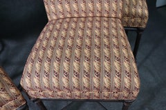 Set 4 Hollywood Regency Iron Base Upholstered Bar Stools