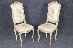 Set 4 Louis XV Style Paint Decorated French Dining Room Chairs