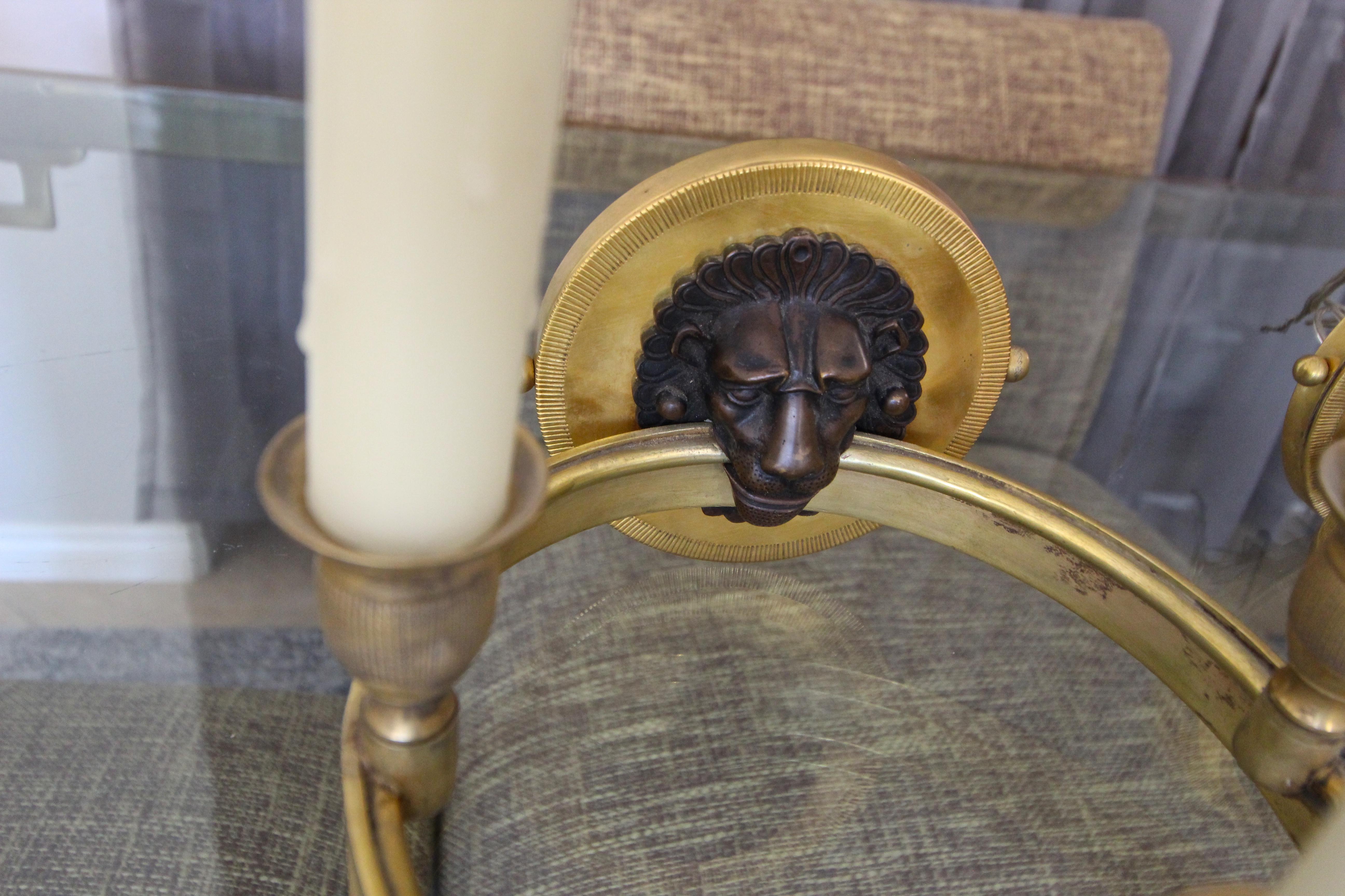 Set of 4 Maison Baguès Style French 3-Light Lion Wall Sconces For Sale 6