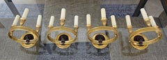 Set of 4 Maison Baguès Style French 3-Light Lion Wall Sconces