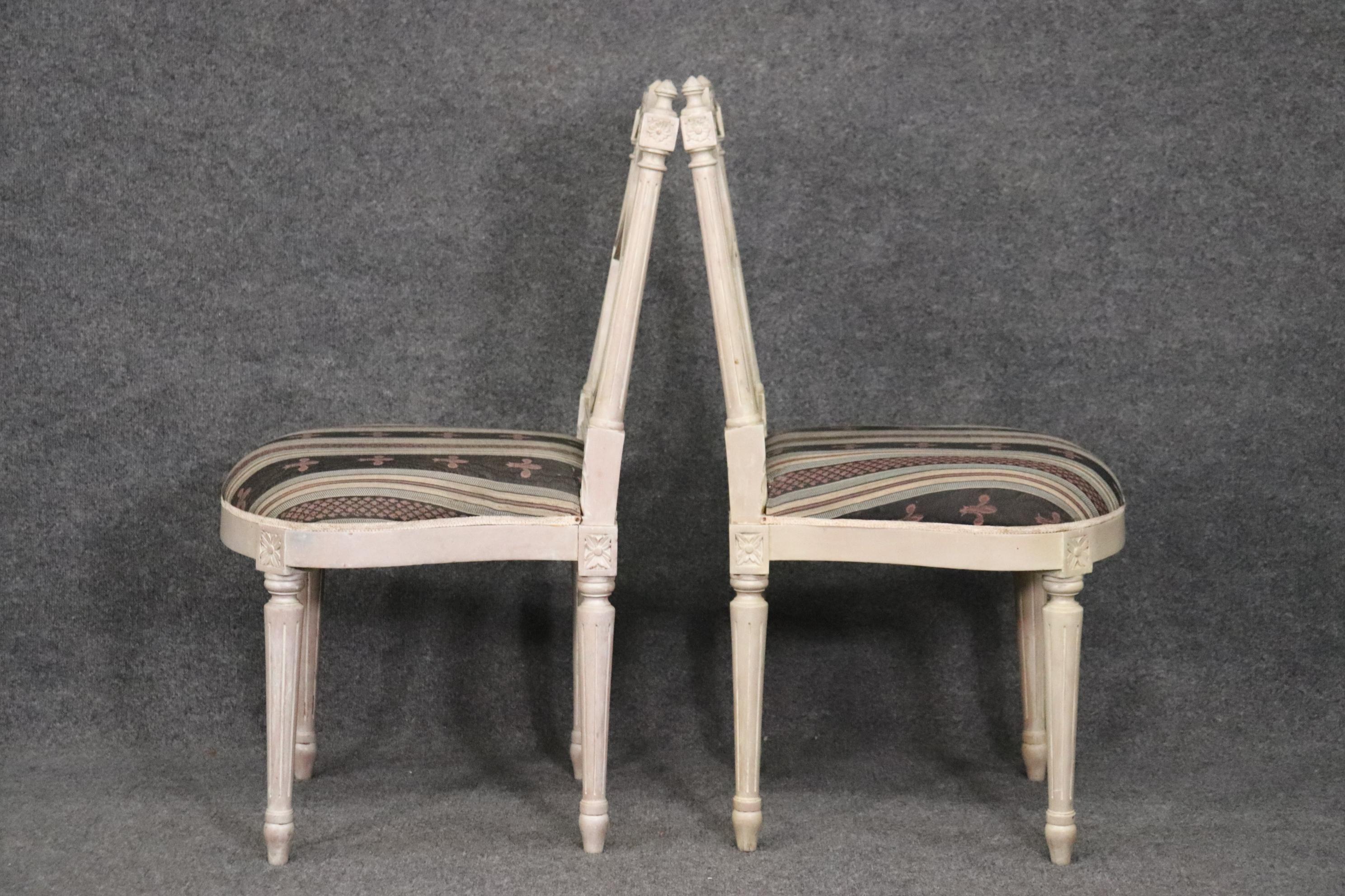 Set 4 Maison Jansen Lyre Back Painted Dining Chairs Circa 1950 In Good Condition In Swedesboro, NJ