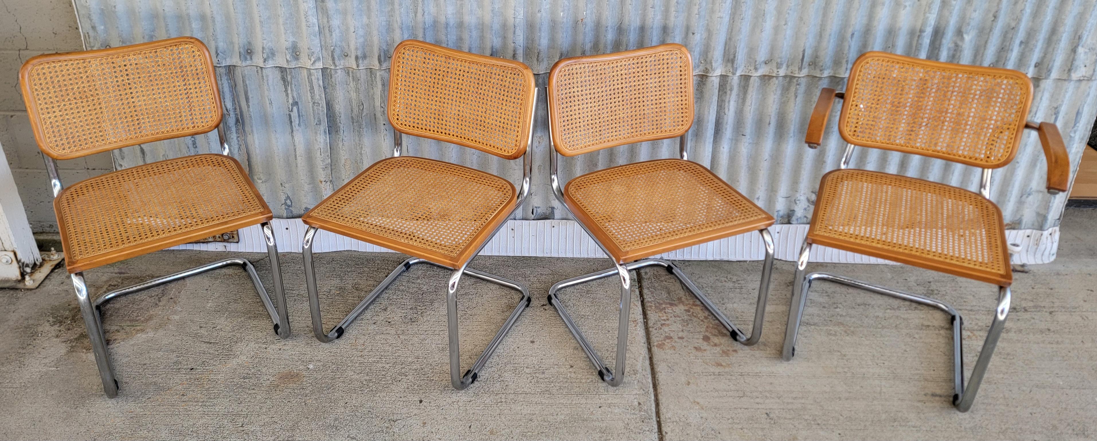 Italian Set 4 Marcel Breuer Cesca Dining Chairs Italy For Sale