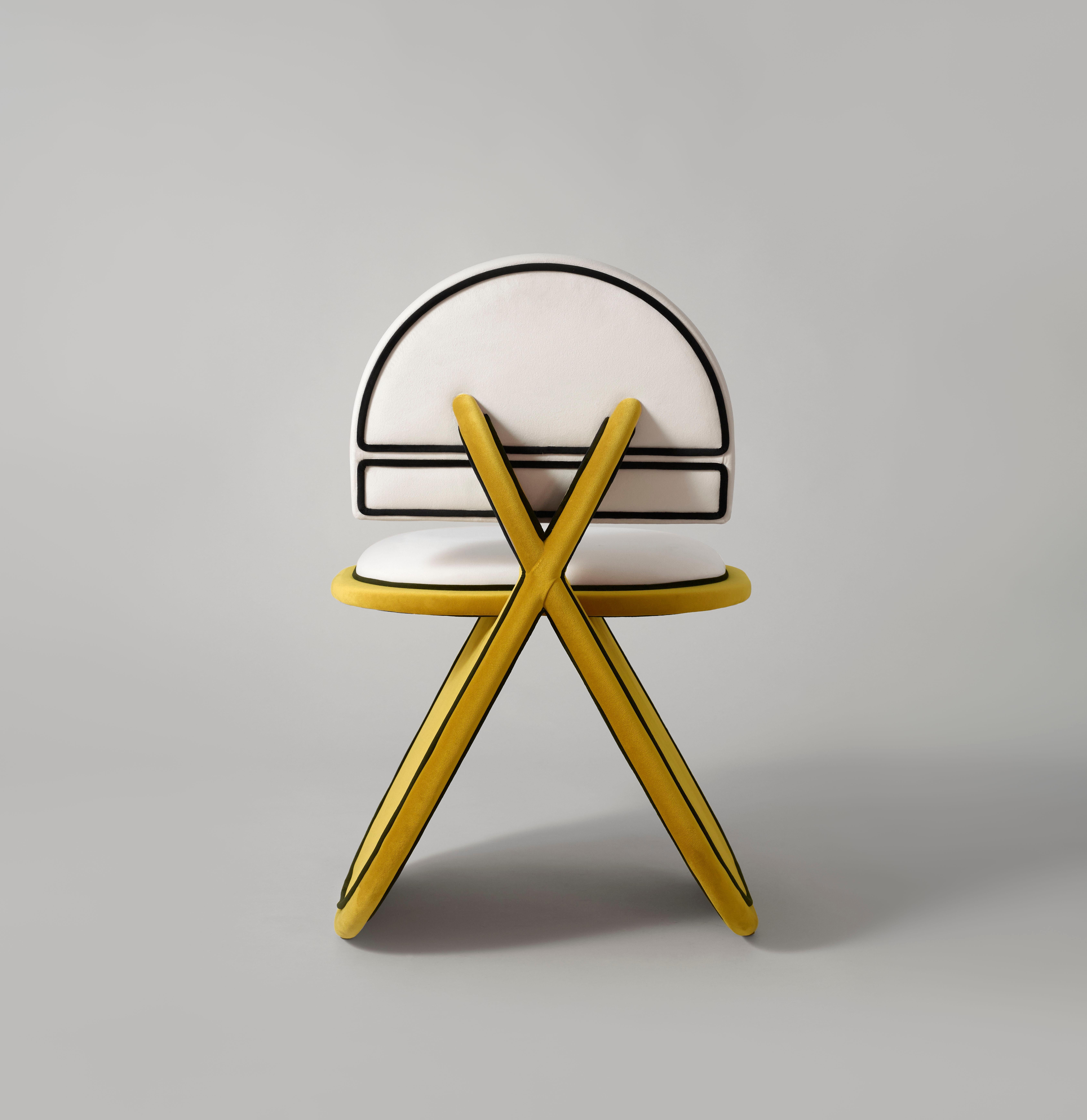 Portugais Set 4 Meco Chair Armchair Velvet Midcentury Upholstered Design Dovain Studio en vente