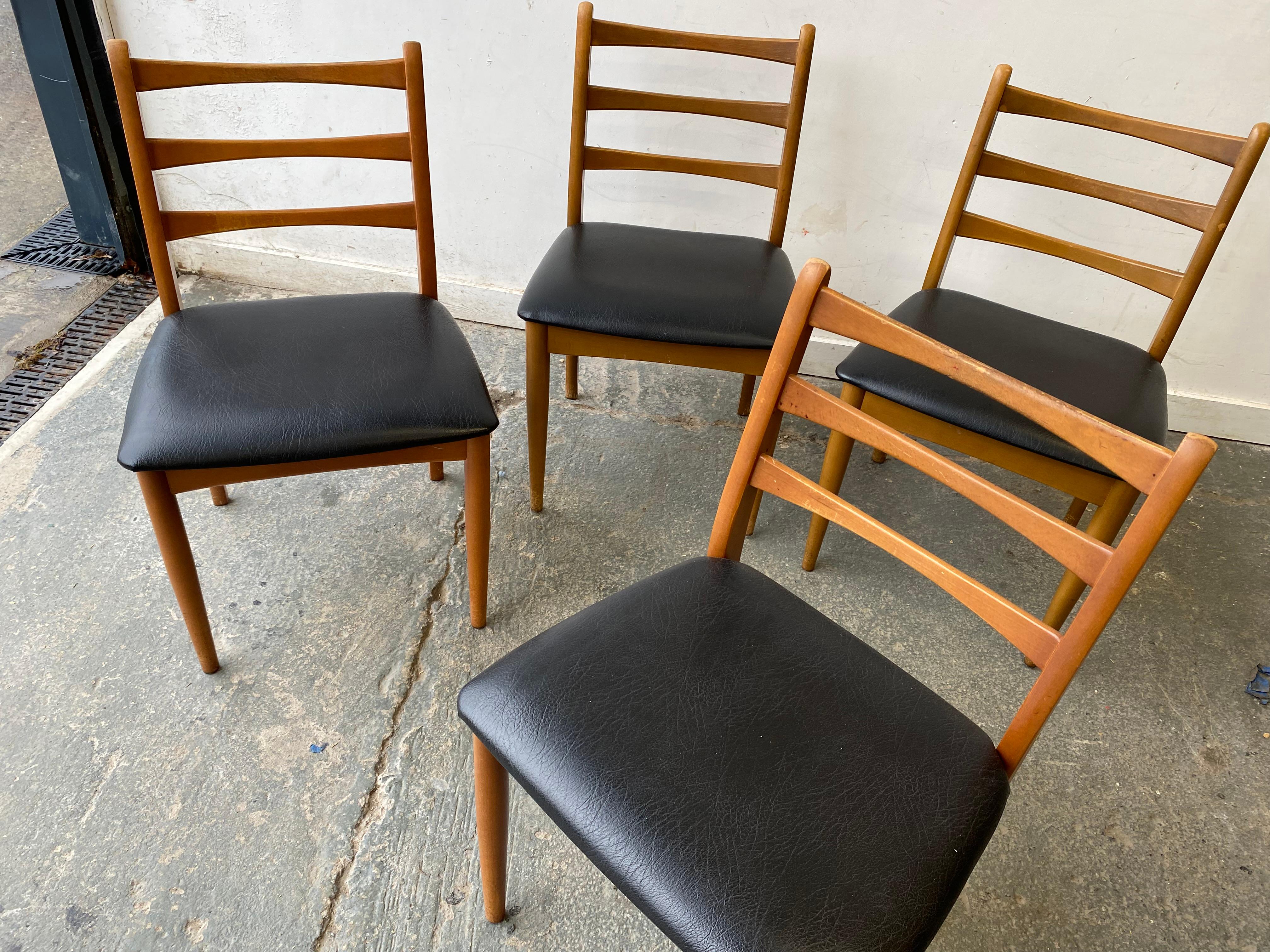 British Set 4 Mid century 1970’s  high back dining chairs by Schreiber