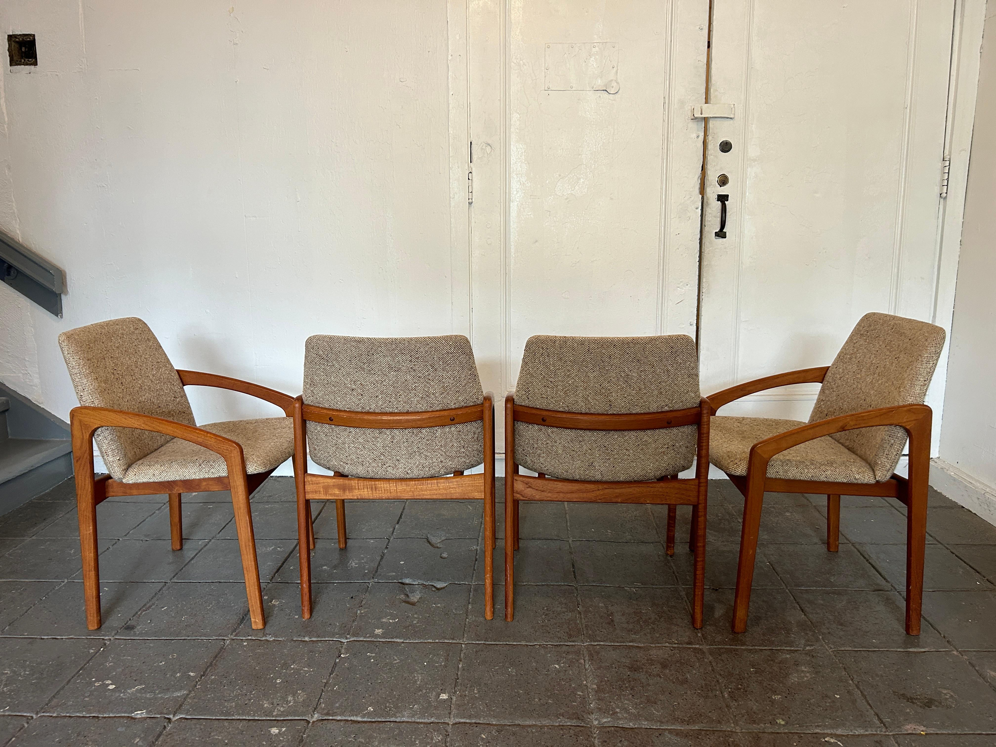Set 4 Midcentury Danish Modern Teak Dining Chairs Kai Kristiansen for Ks Mobler 1