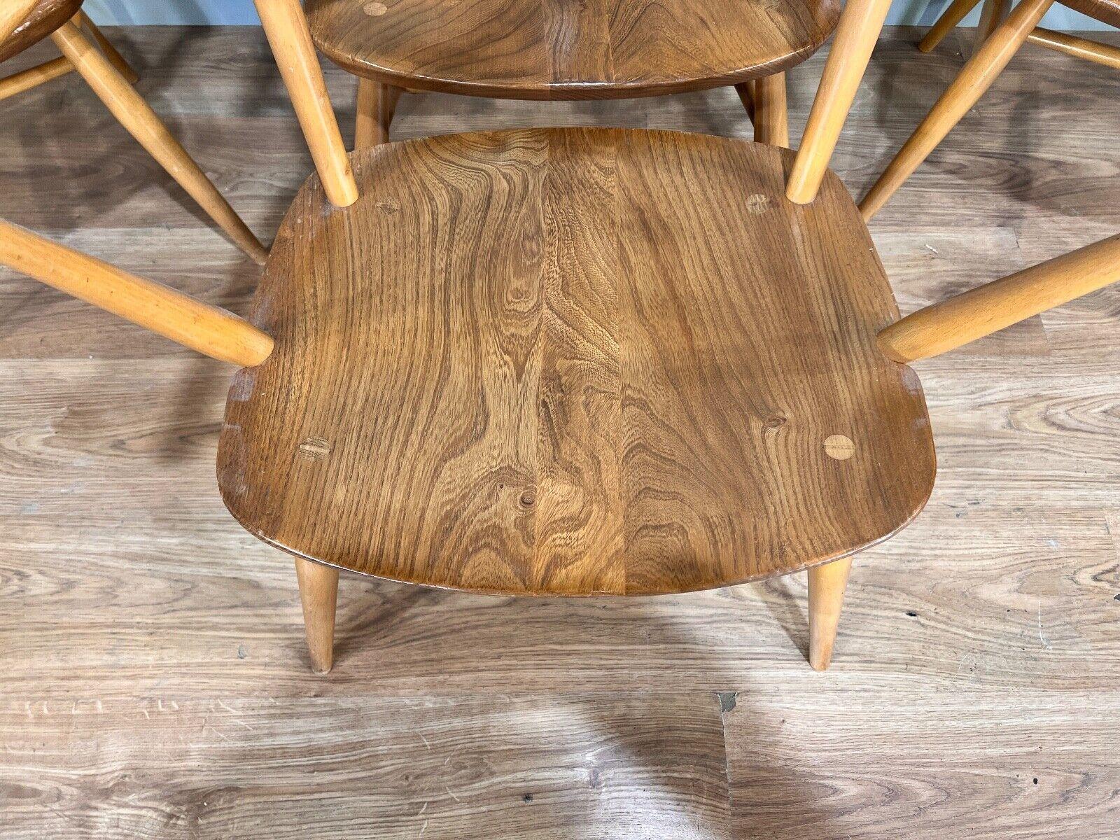 Set 4 Mid Century Ercol Chairs Beech Batwing For Sale 5