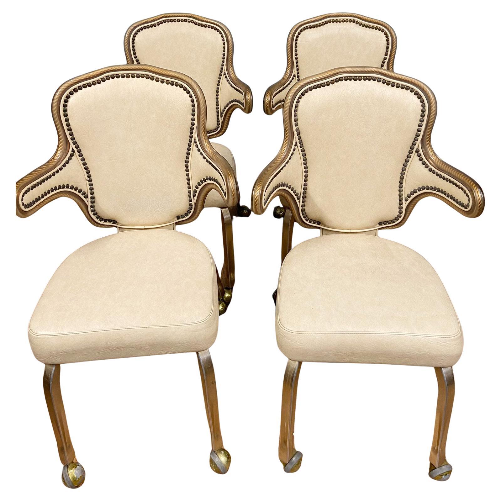 Set 4 Mid Century Gaming Chairs Hollywood Regency 1950
