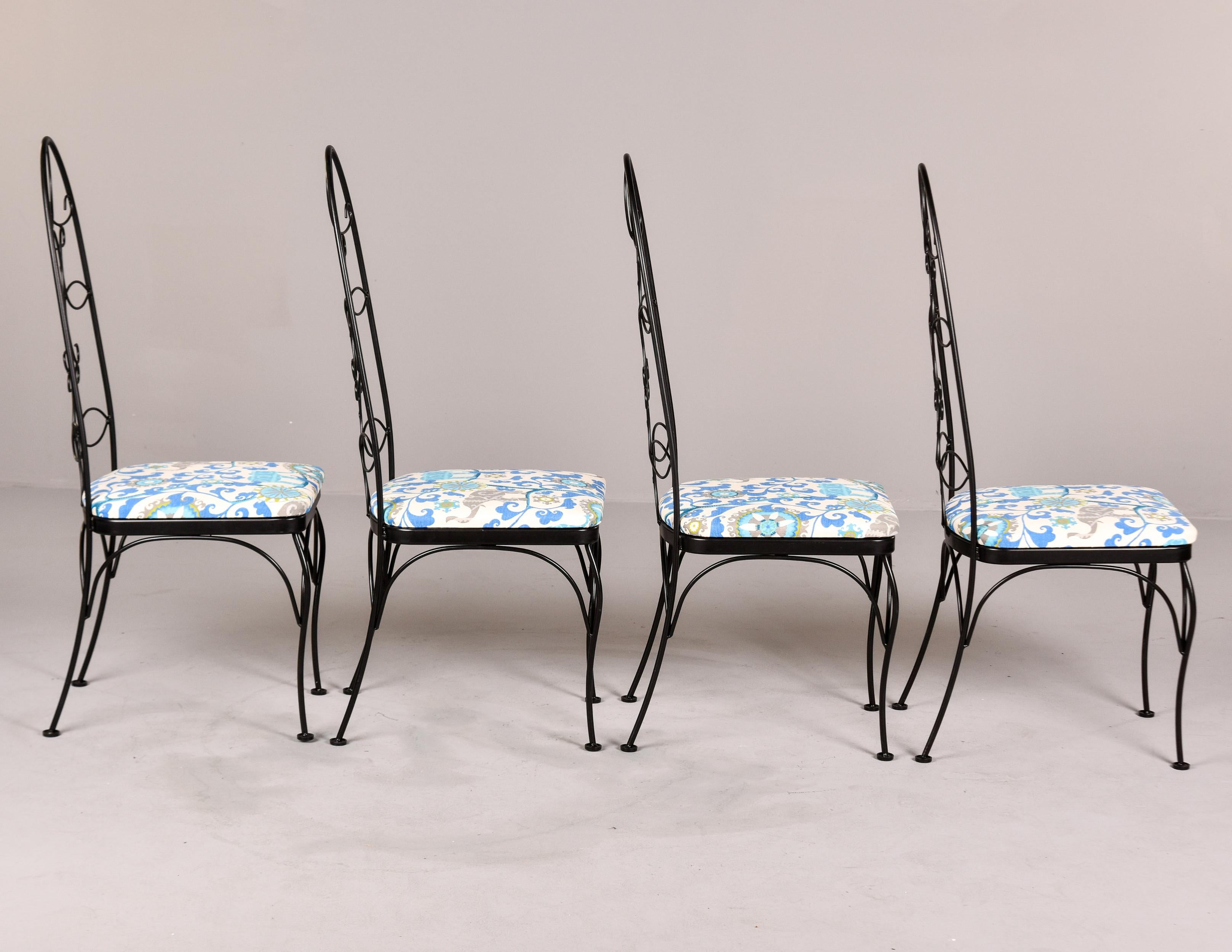 Set 4 Mid Century Lloyd / Heywood Wakefield Patio Chairs with New Fabric For Sale 2