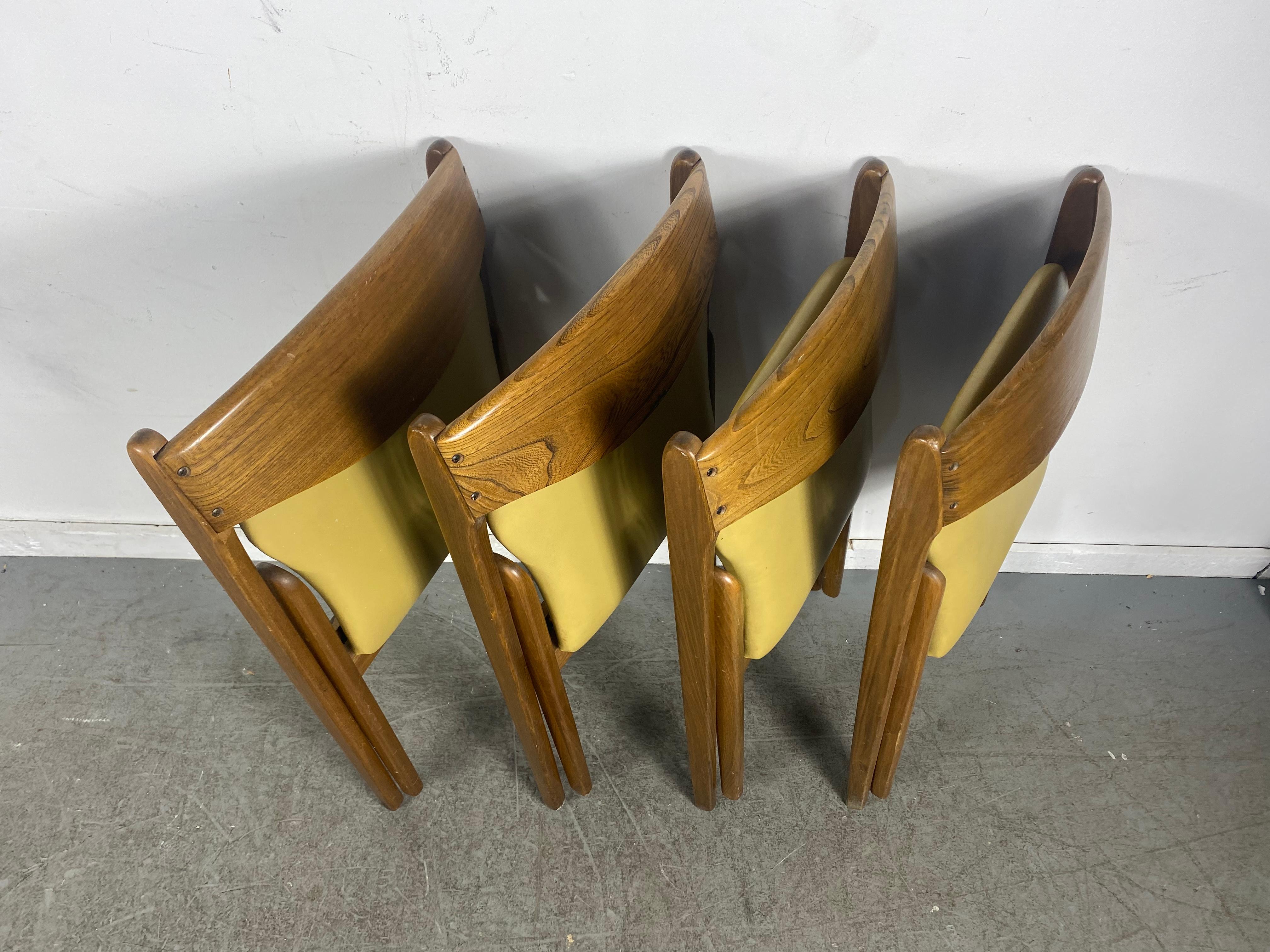 Scandinavian Modern Set 4 Mid-Century Modern Folding Chairs Made by Coronet