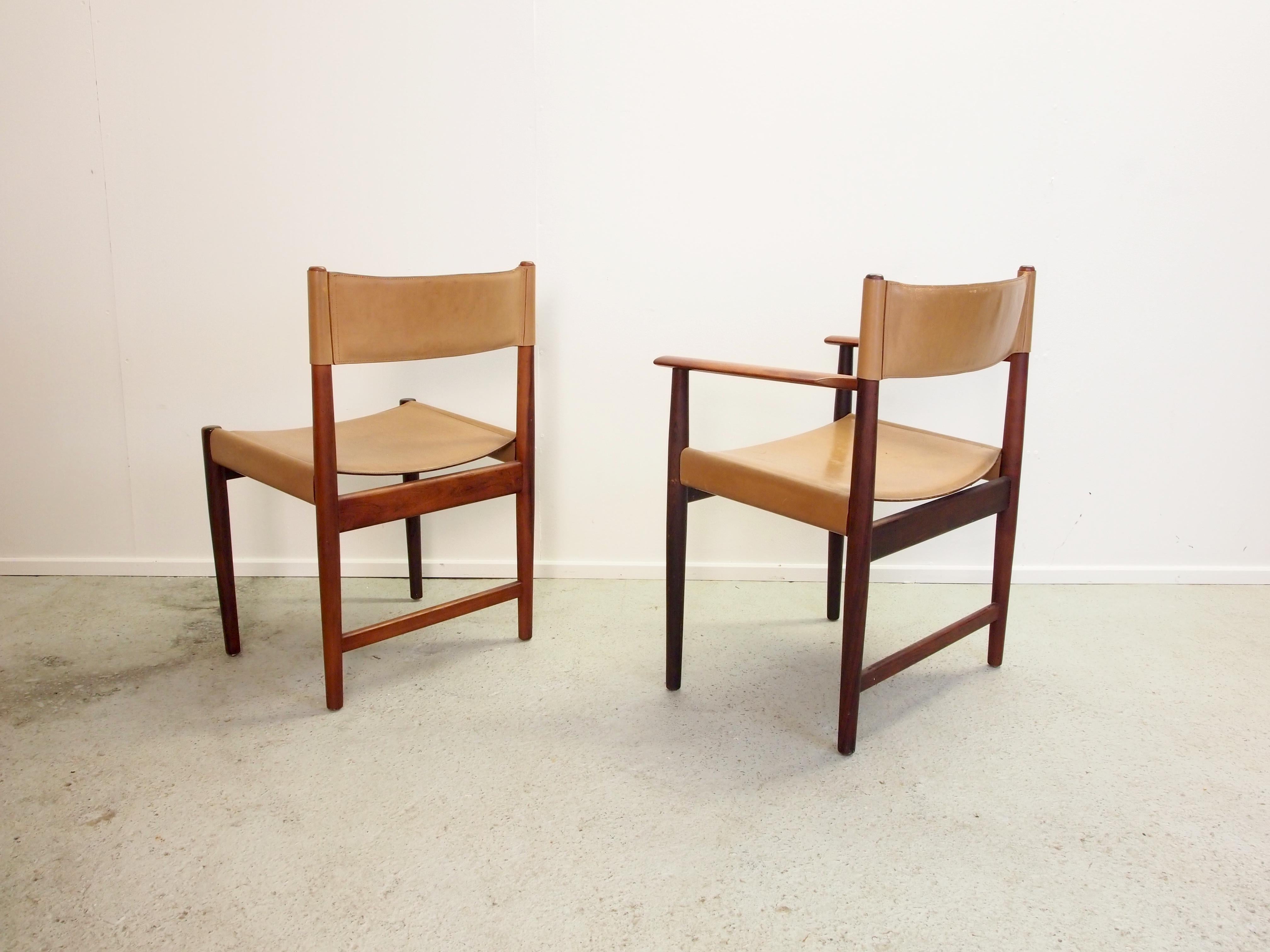 Danish Set 4 Midcentury Pallisander Chairs by Kurt Ostervig for Sibast Furniture For Sale