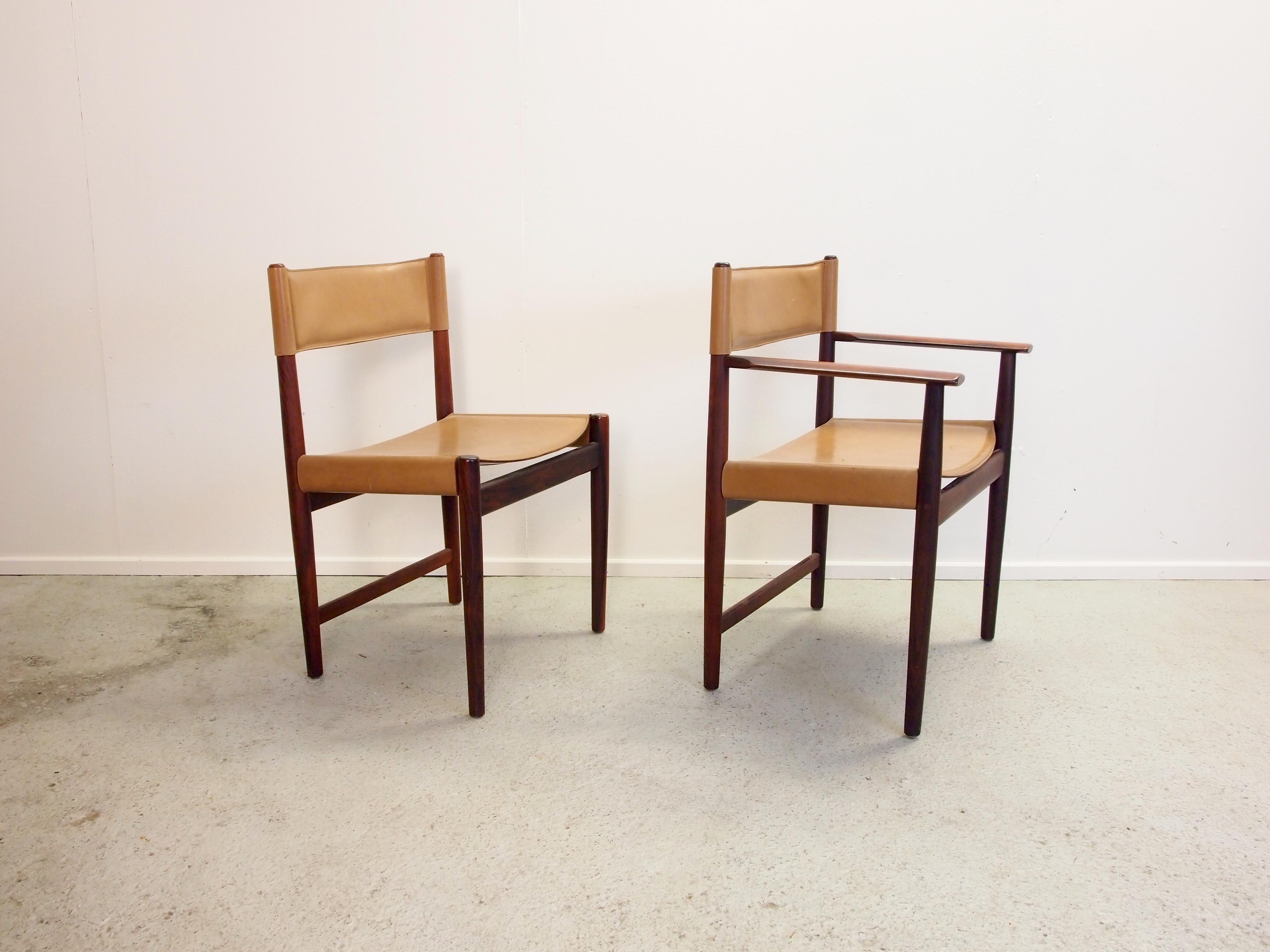 Set 4 Midcentury Pallisander Chairs by Kurt Ostervig for Sibast Furniture In Good Condition For Sale In Hilversum, Noord Holland