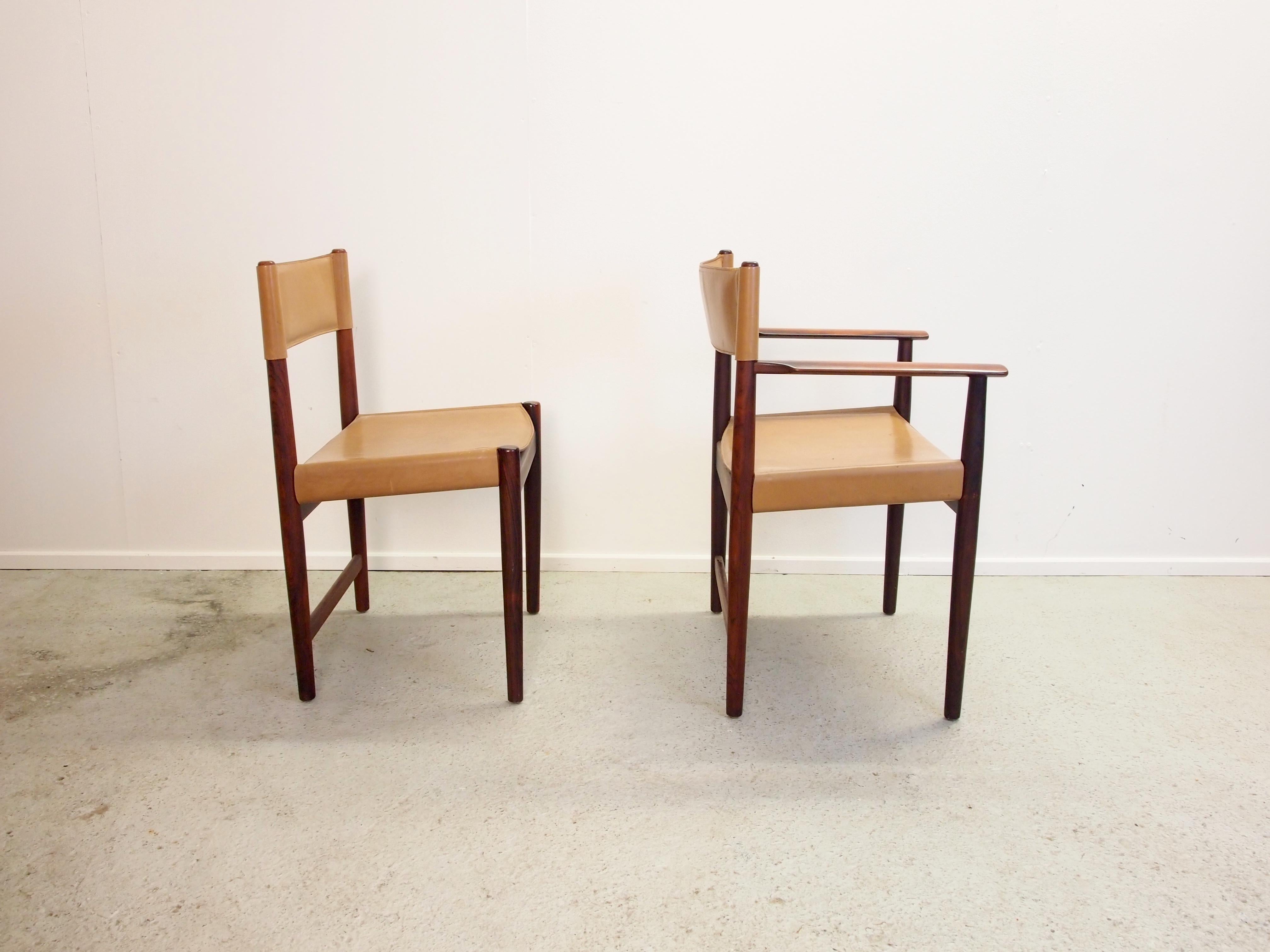 20th Century Set 4 Midcentury Pallisander Chairs by Kurt Ostervig for Sibast Furniture For Sale