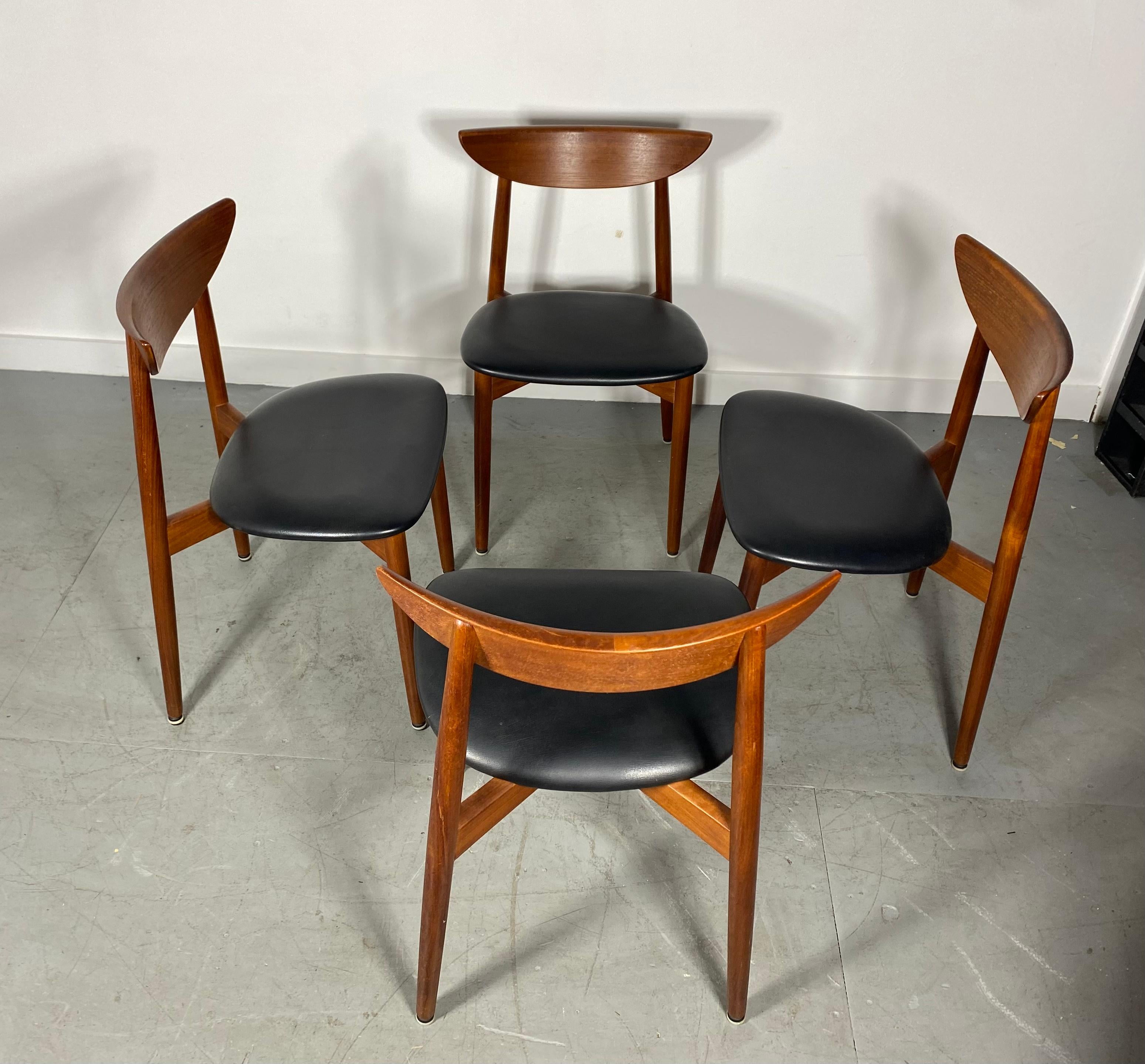 Set 4 Midcentury Teak Dining Chairs by Harry Ostergaard, Denmark  3