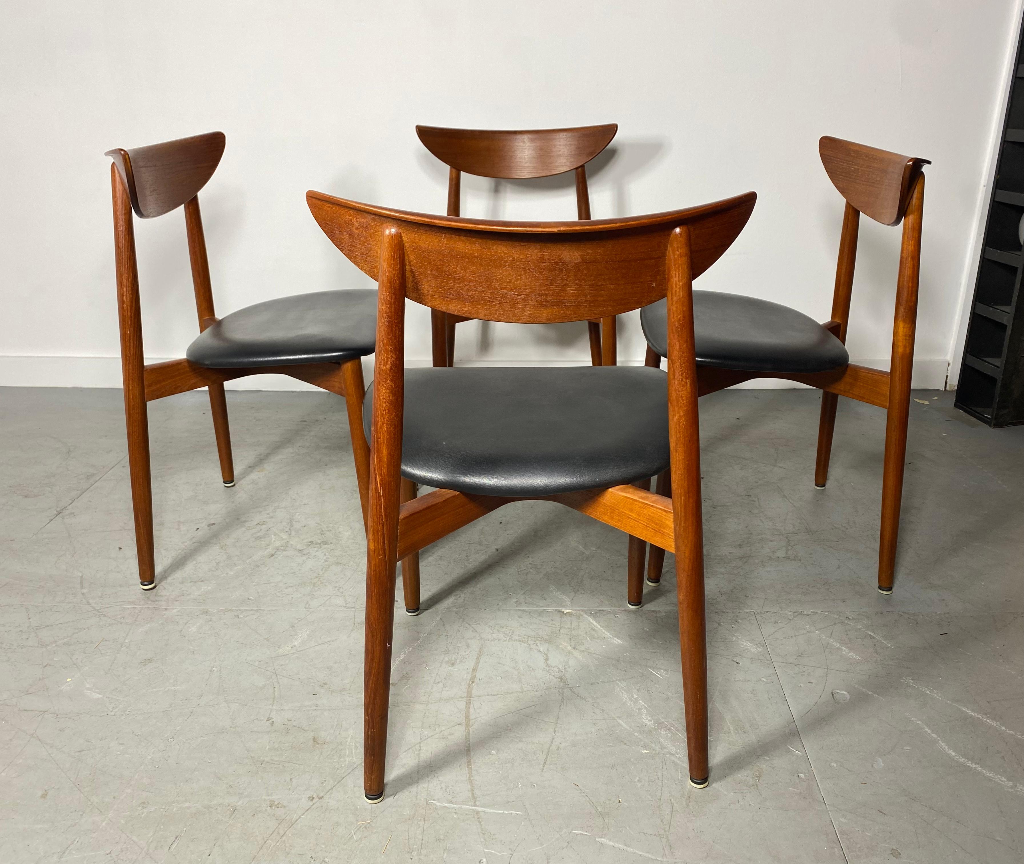 Set 4 Midcentury Teak Dining Chairs by Harry Ostergaard, Denmark  4