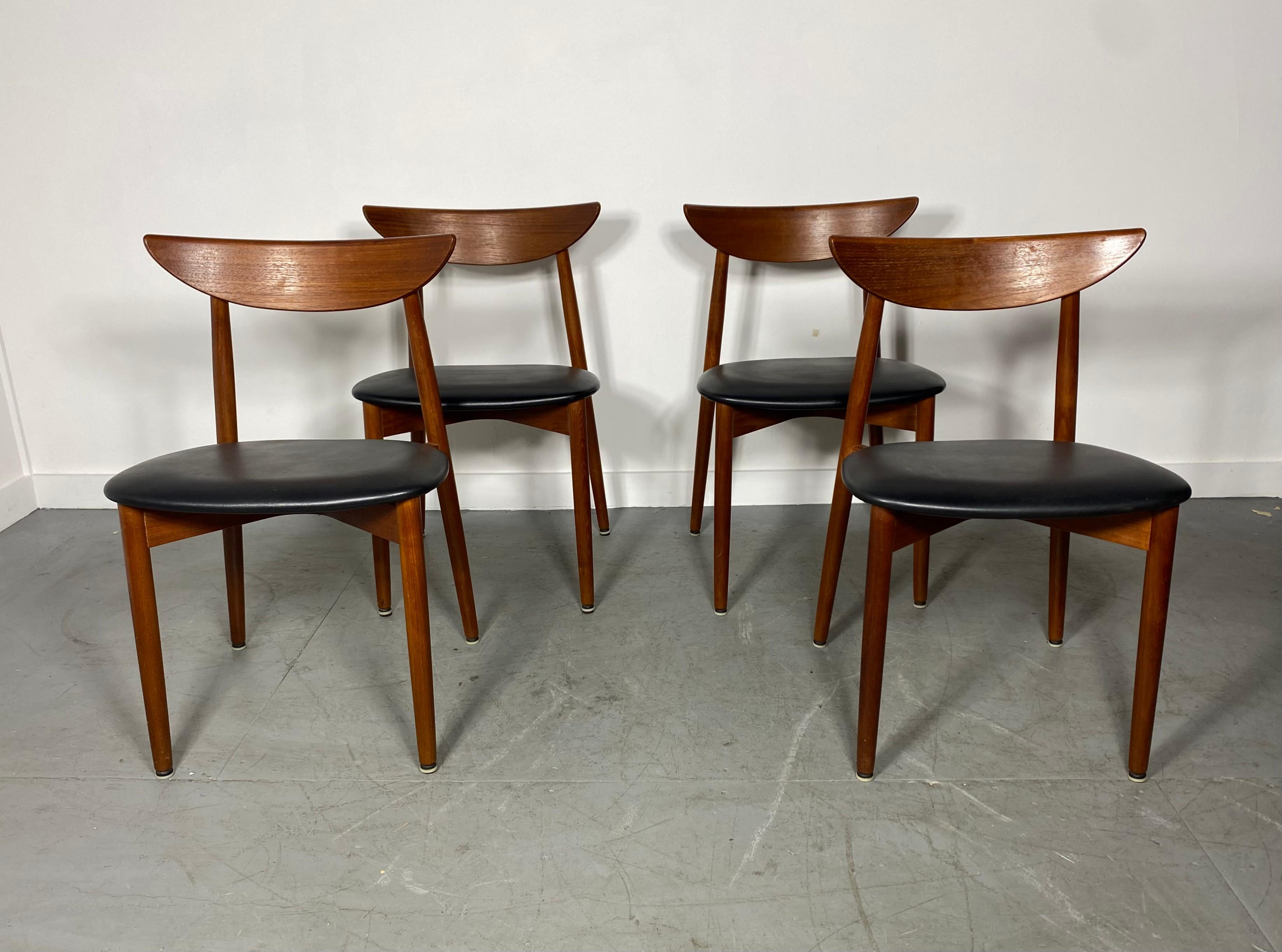 Set 4 Midcentury Teak Dining Chairs by Harry Ostergaard, Denmark  5