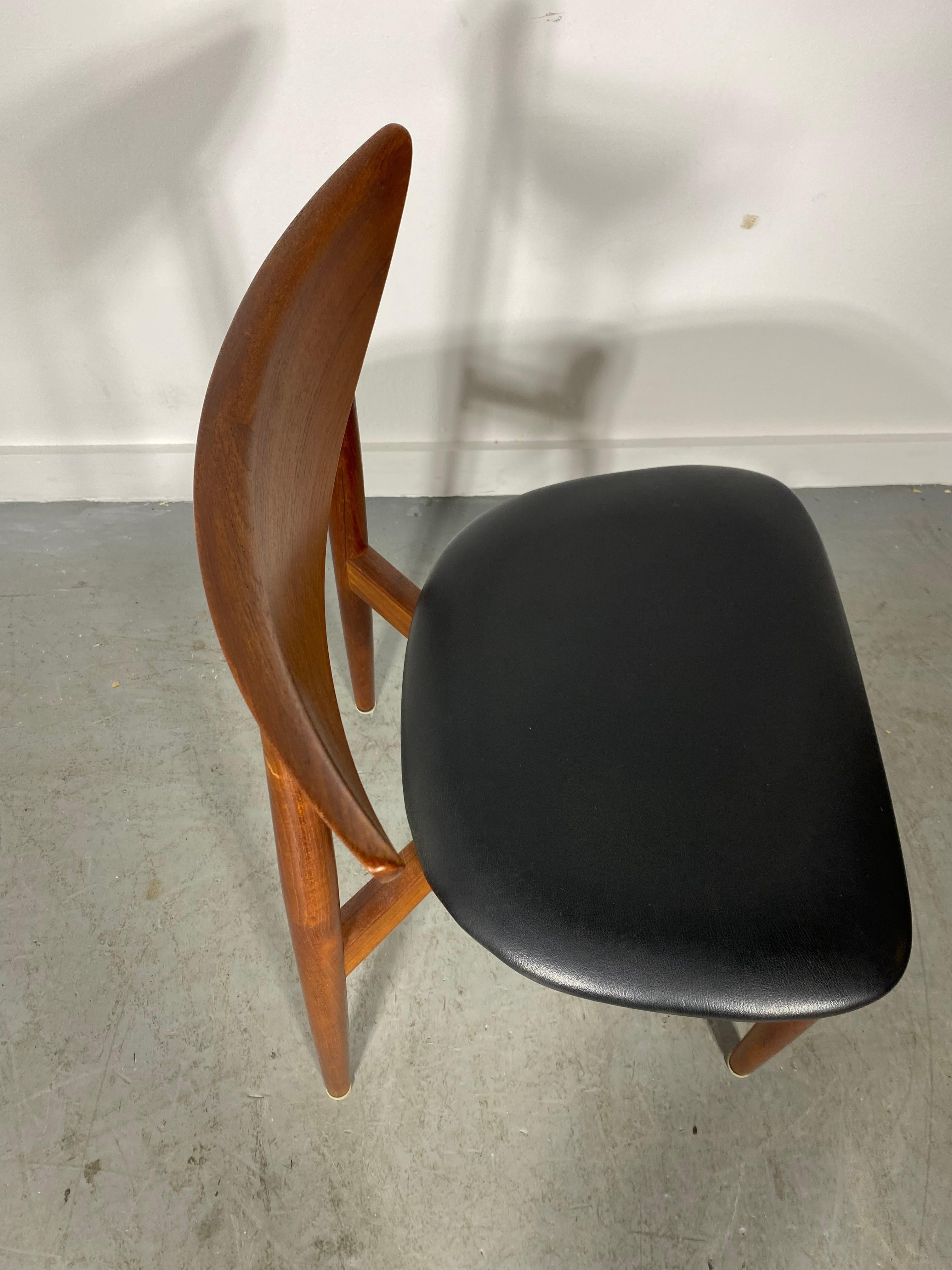 Naugahyde Set 4 Midcentury Teak Dining Chairs by Harry Ostergaard, Denmark 