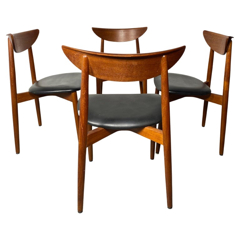 Set 4 Midcentury Teak Dining Chairs by Harry Ostergaard, Denmark For
