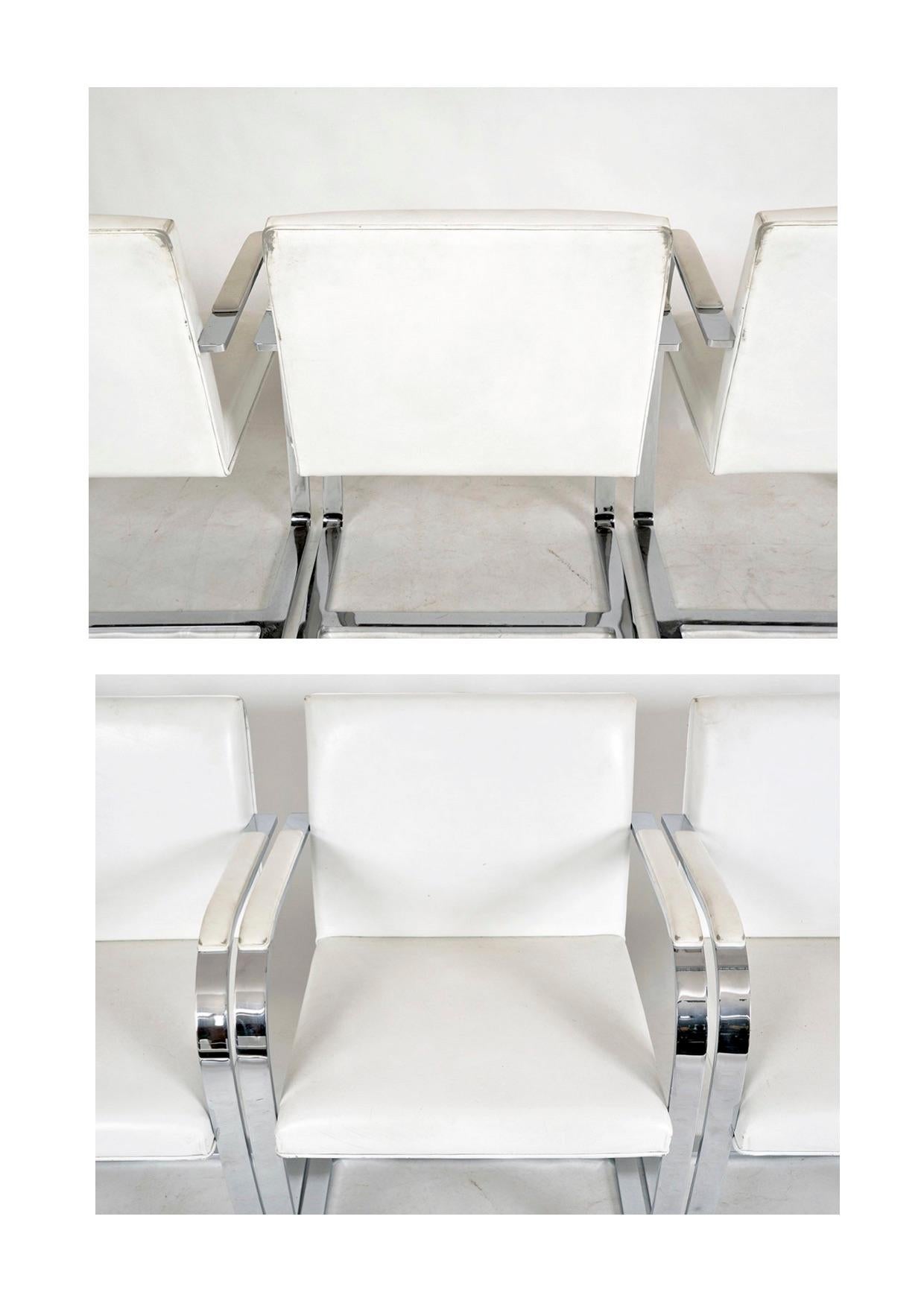 Set 4 Mies van der Rohe Knoll Brno Flat Bar 255 Cantilever Dining Chairs White 6