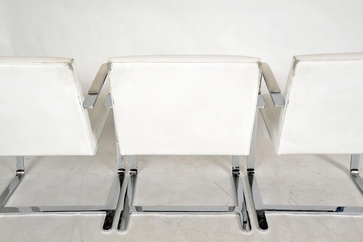 Set 4 Mies van der Rohe Knoll Brno Flat Bar 255 Cantilever Dining Chairs White 2