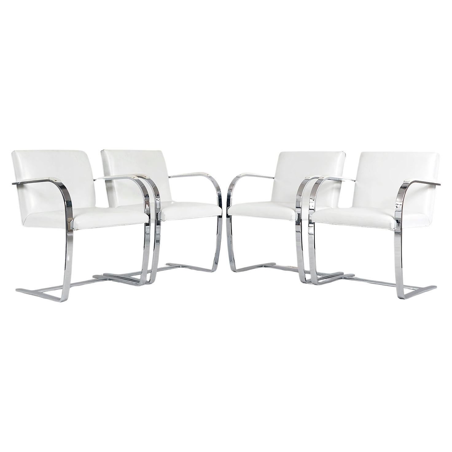 Set 4 Mies van der Rohe Knoll Brno Flat Bar 255 Cantilever Dining Chairs White
