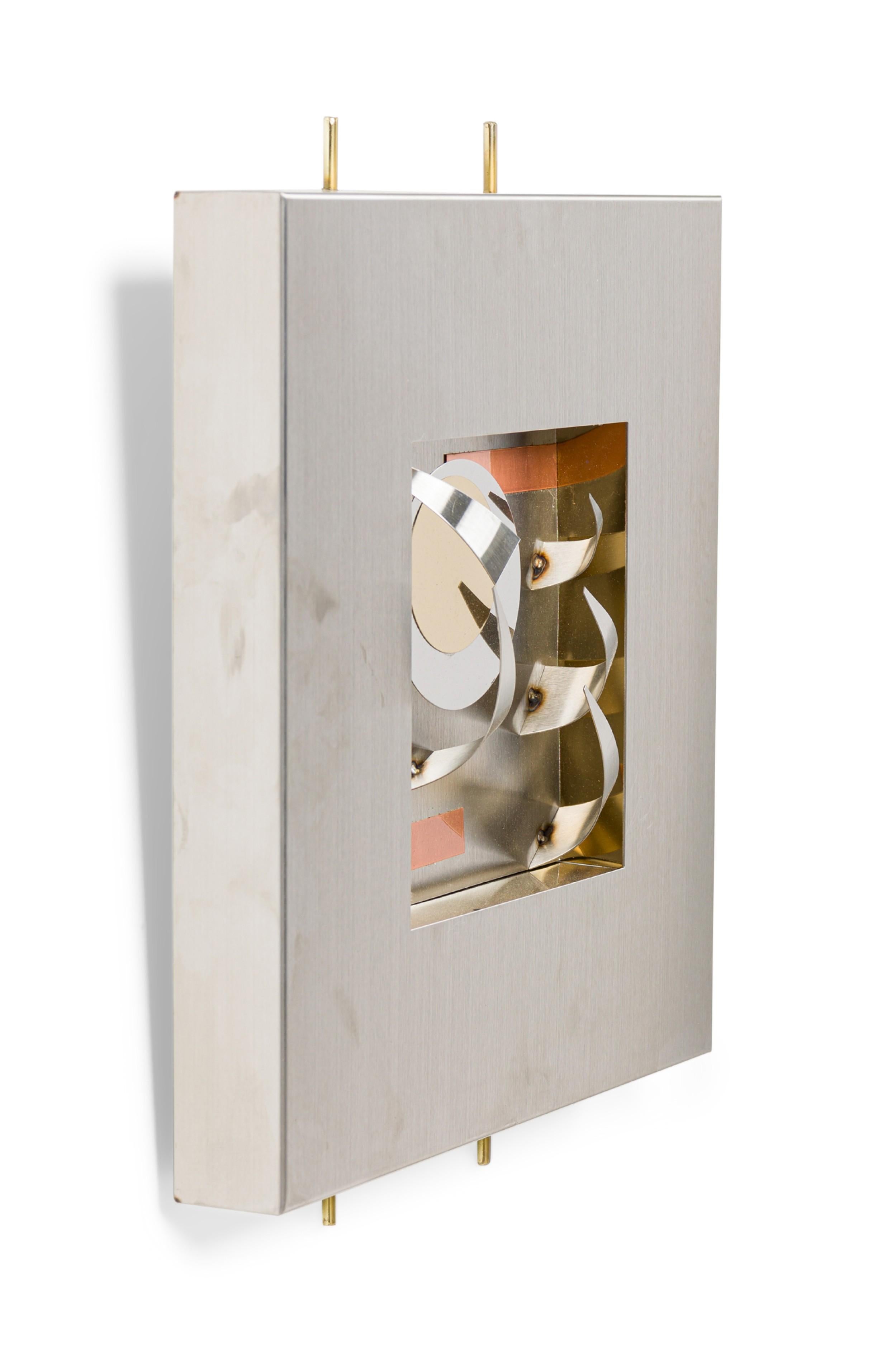 Set 4 Modern Stainless Steel, Brass & Copper Wall Sculptures, Curtis Jere For Sale 6