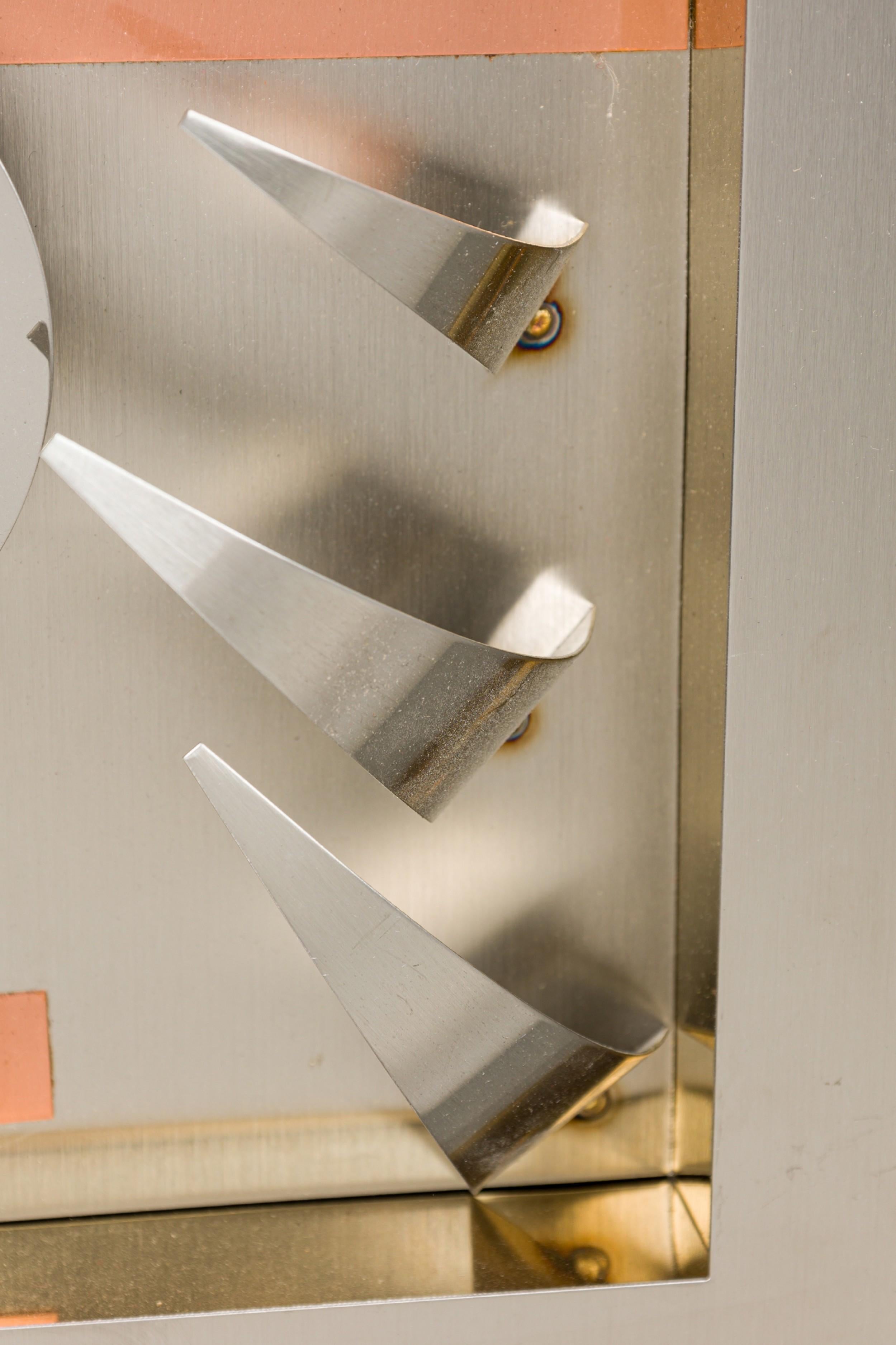 Set 4 Modern Stainless Steel, Brass & Copper Wall Sculptures, Curtis Jere For Sale 9