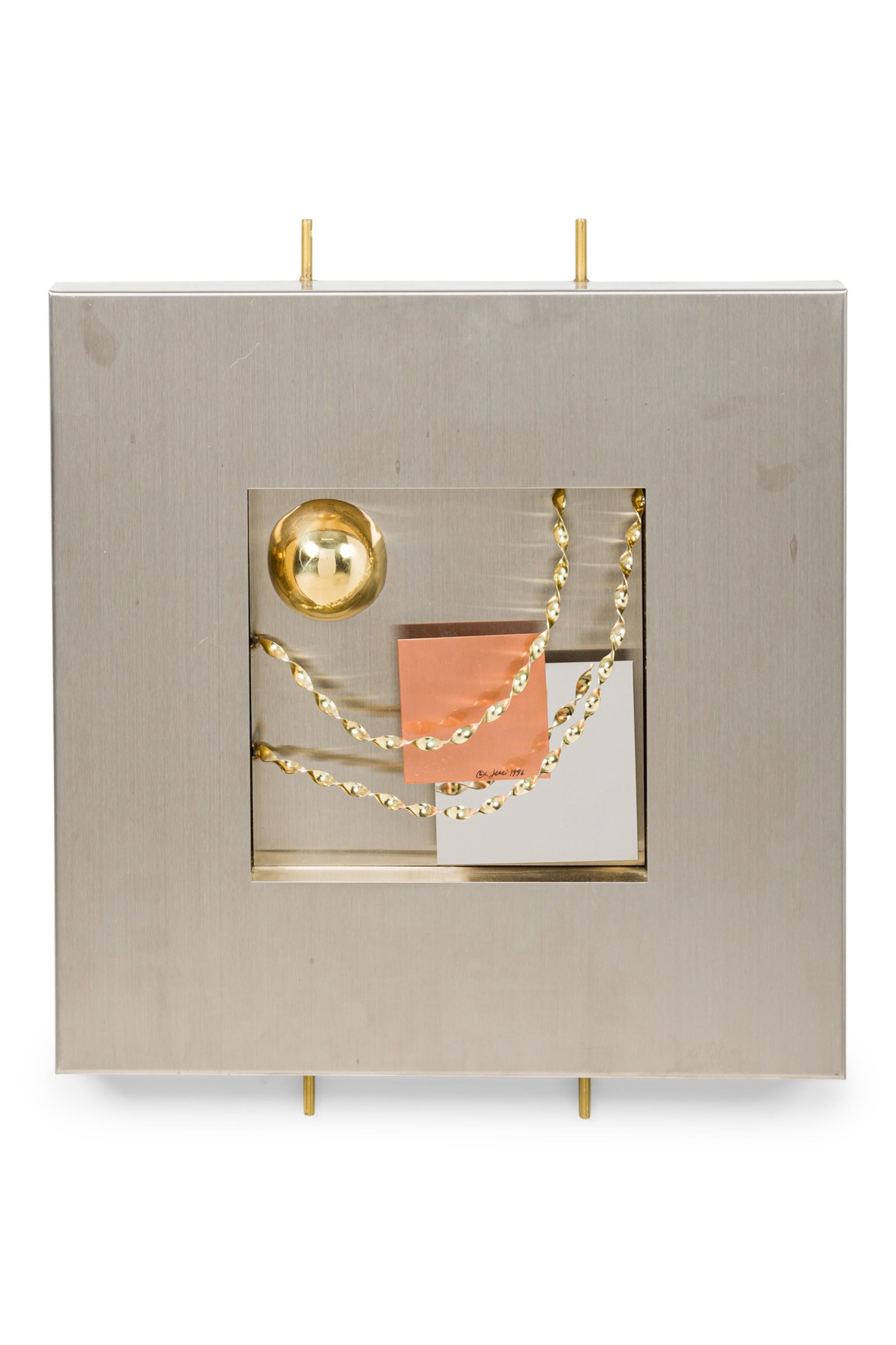Set 4 Modern Stainless Steel, Brass & Copper Wall Sculptures, Curtis Jere For Sale 10