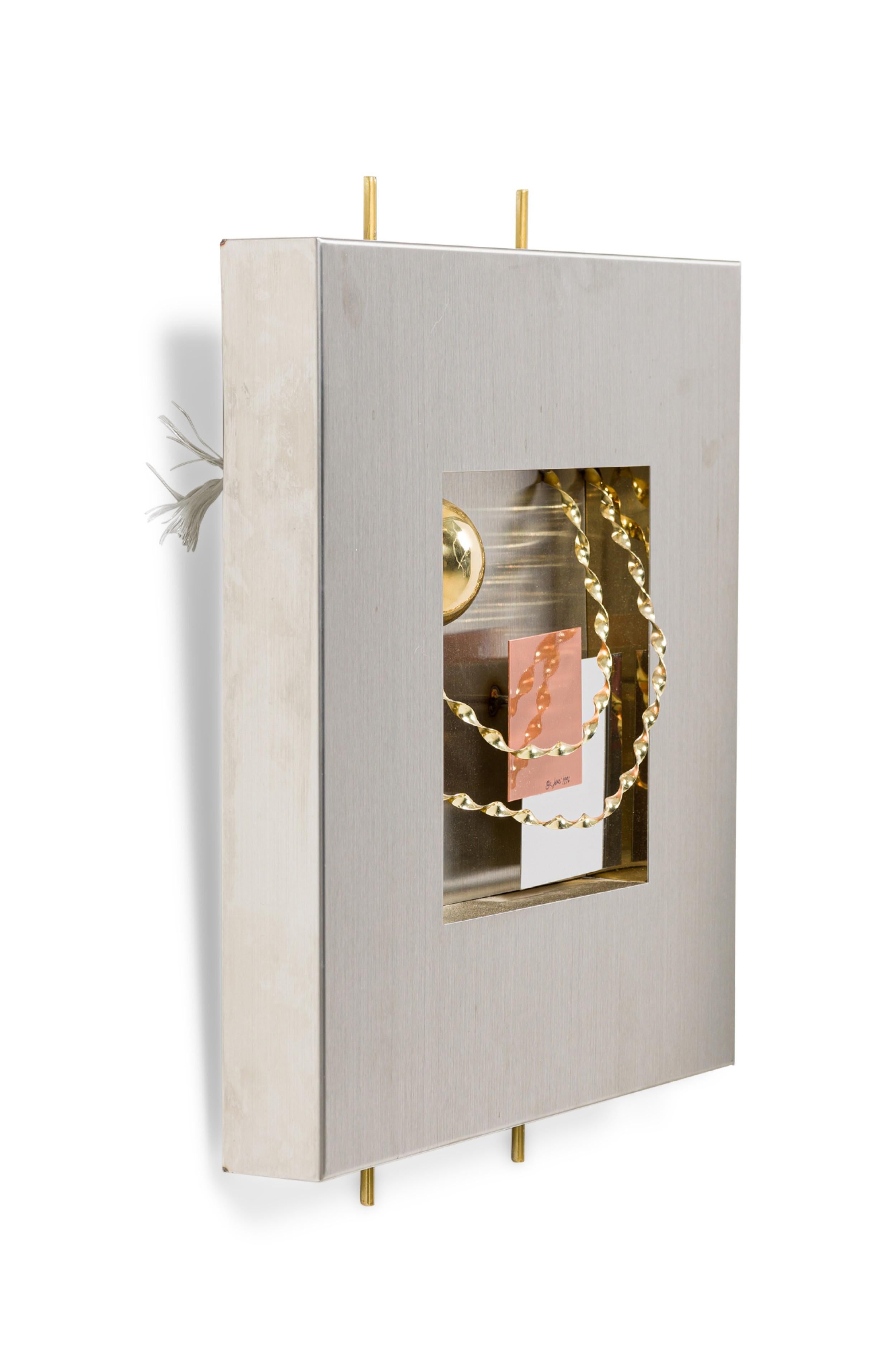 Set 4 Modern Stainless Steel, Brass & Copper Wall Sculptures, Curtis Jere For Sale 11