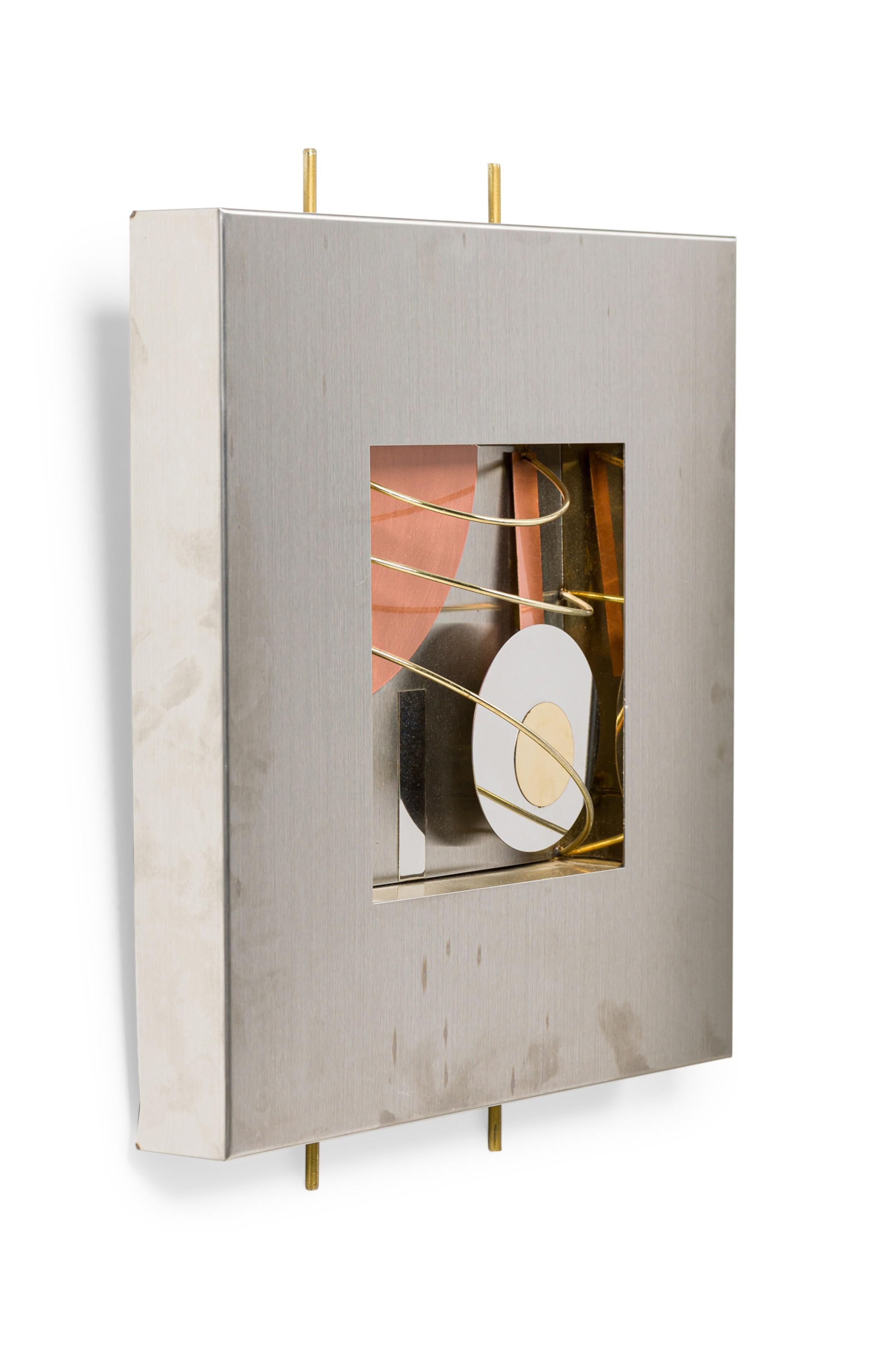Mid-Century Modern Set 4 Modern Stainless Steel, Brass & Copper Wall Sculptures, Curtis Jere For Sale