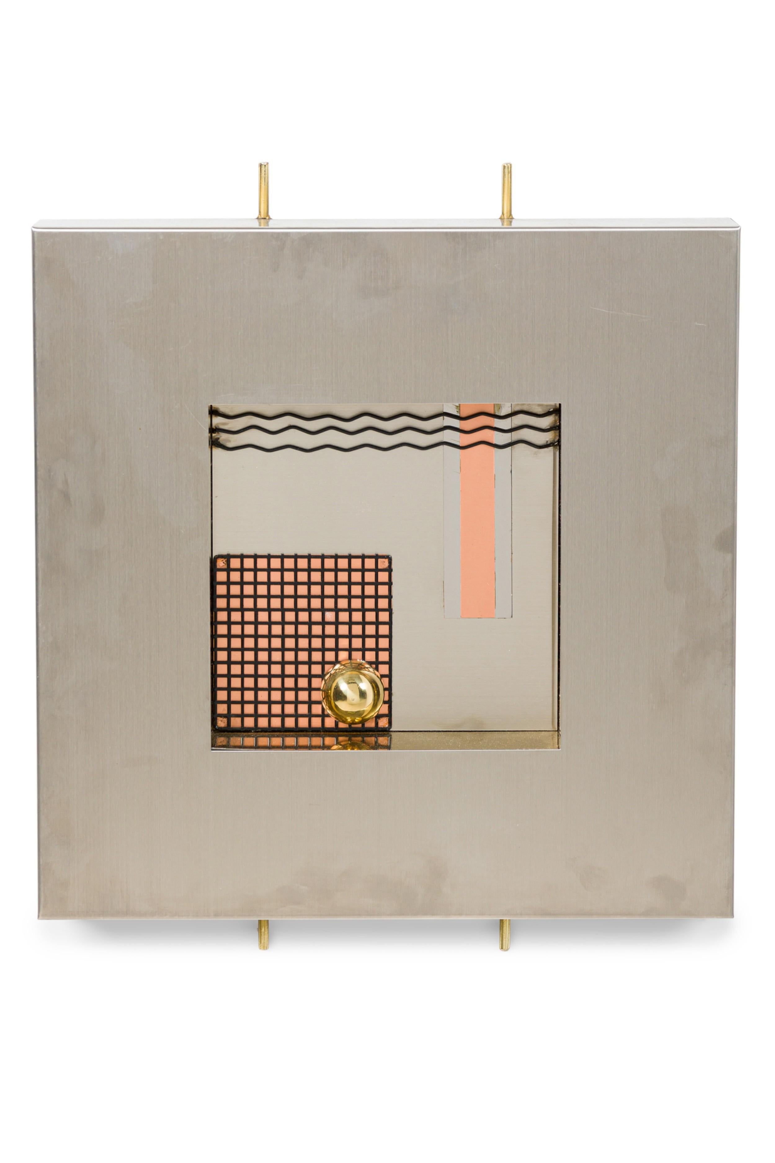 Set 4 Modern Stainless Steel, Brass & Copper Wall Sculptures, Curtis Jere For Sale 1