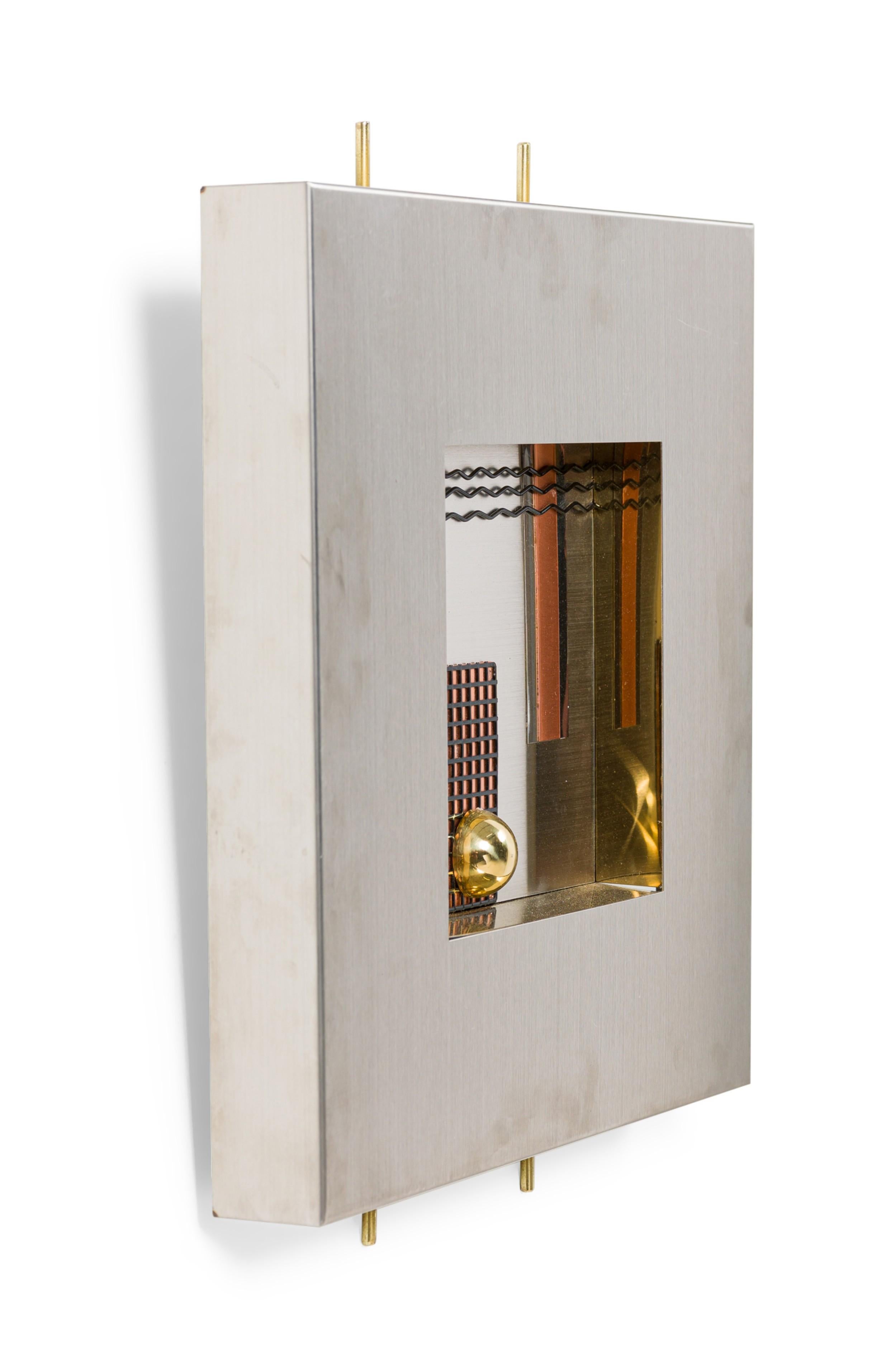 Set 4 Modern Stainless Steel, Brass & Copper Wall Sculptures, Curtis Jere For Sale 2