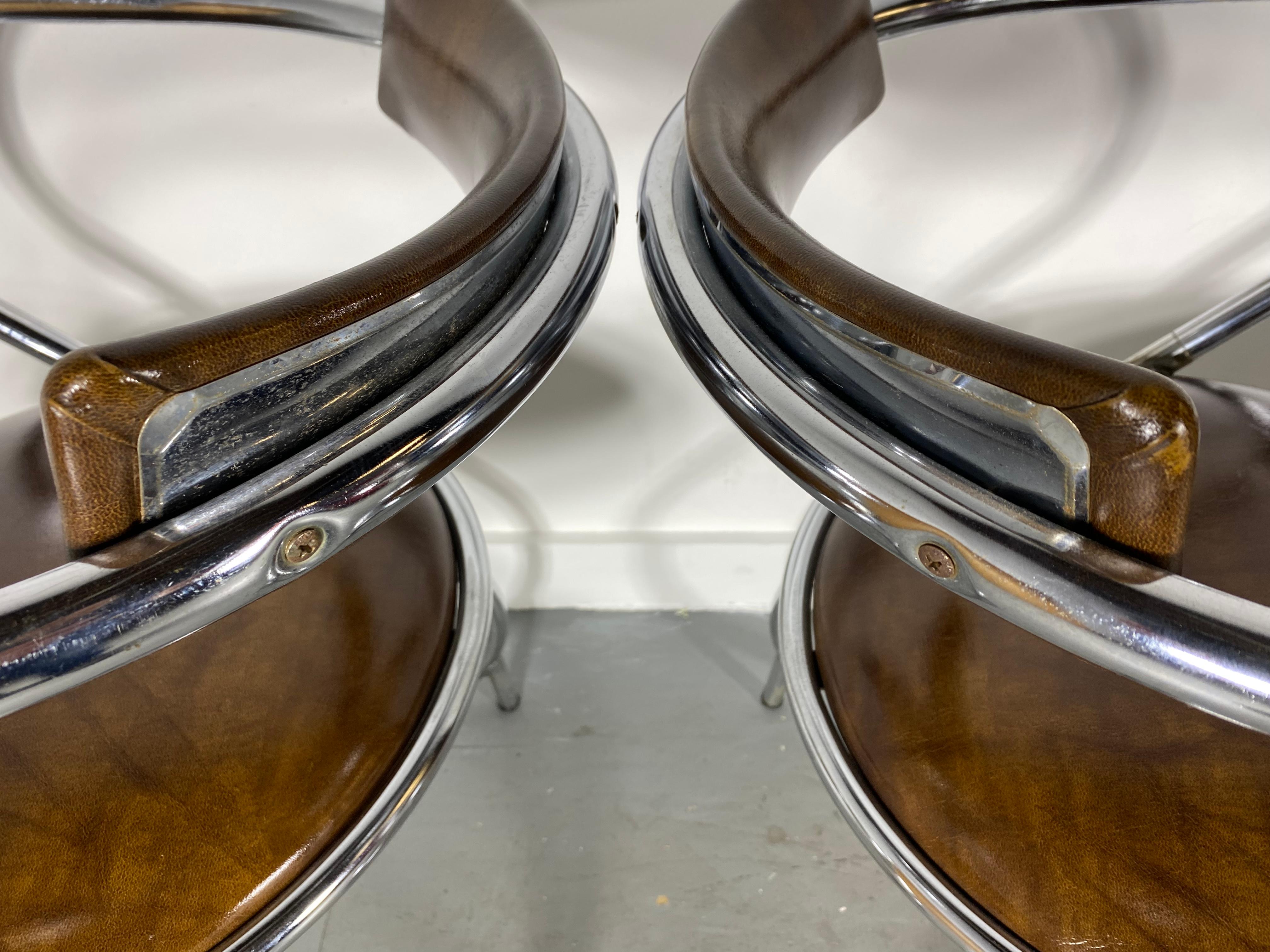 American Set 4 Modernist Chrome Cantilever Chairs by Etowah Mfg, Bauhaus / Art Deco