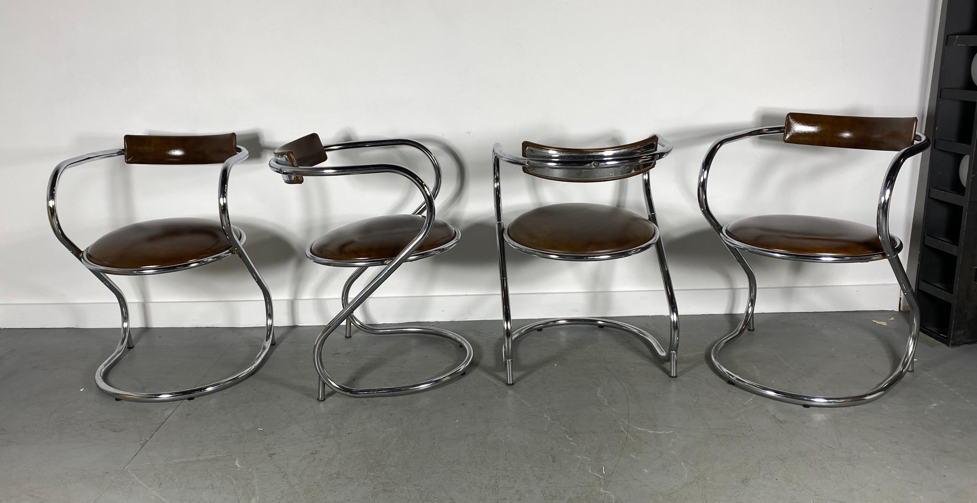 Set 4 Modernist Chrome Cantilever Chairs by Etowah Mfg, Bauhaus / Art Deco 2