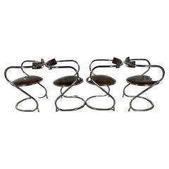 Set 4 Modernist Chrome Cantilever Chairs by Etowah Mfg, Bauhaus / Art Deco