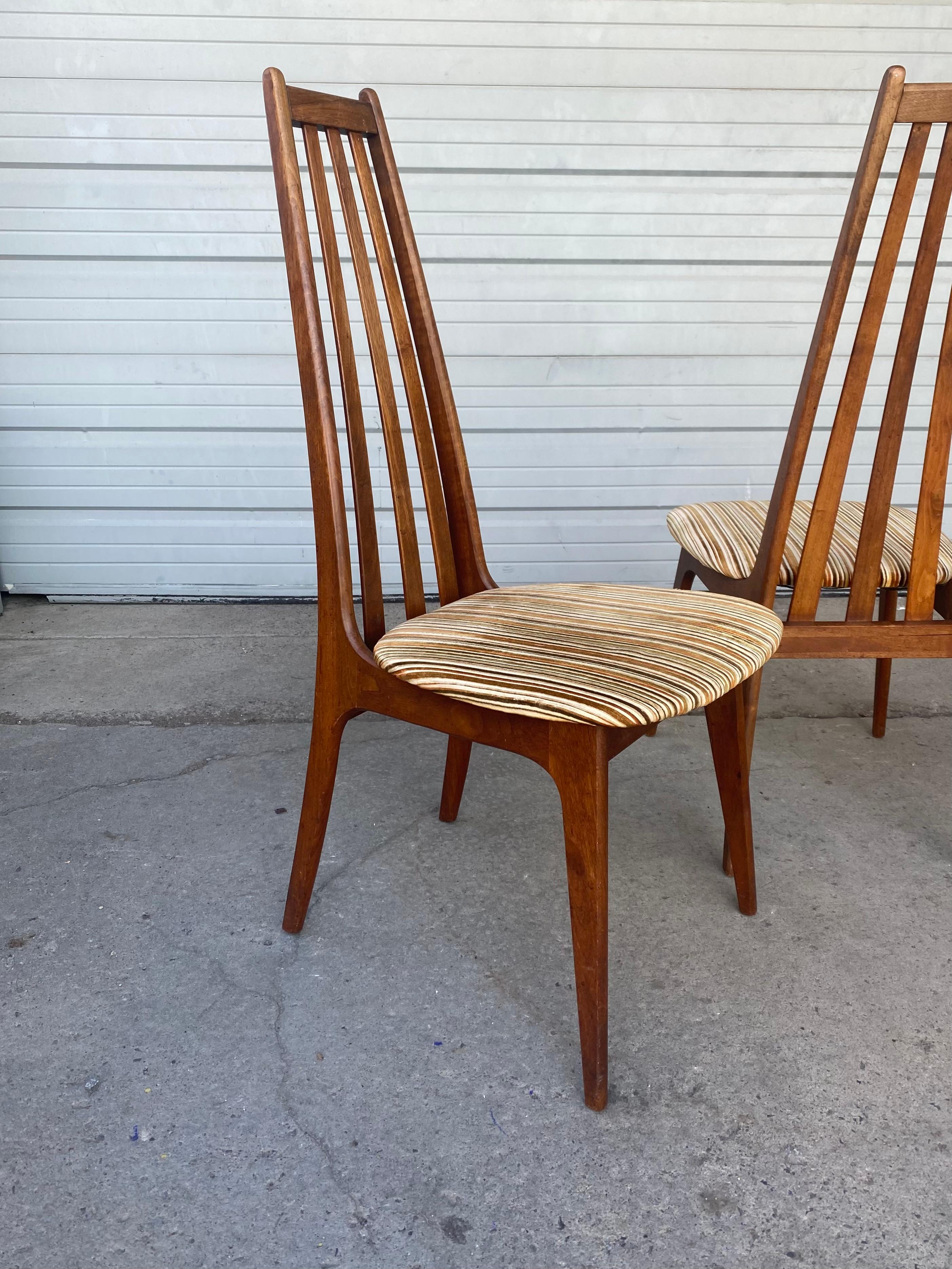 Mid-Century Modern Set 4 Modernist High Back Walnut Dining Chairs by Adrian Pearsall For Sale
