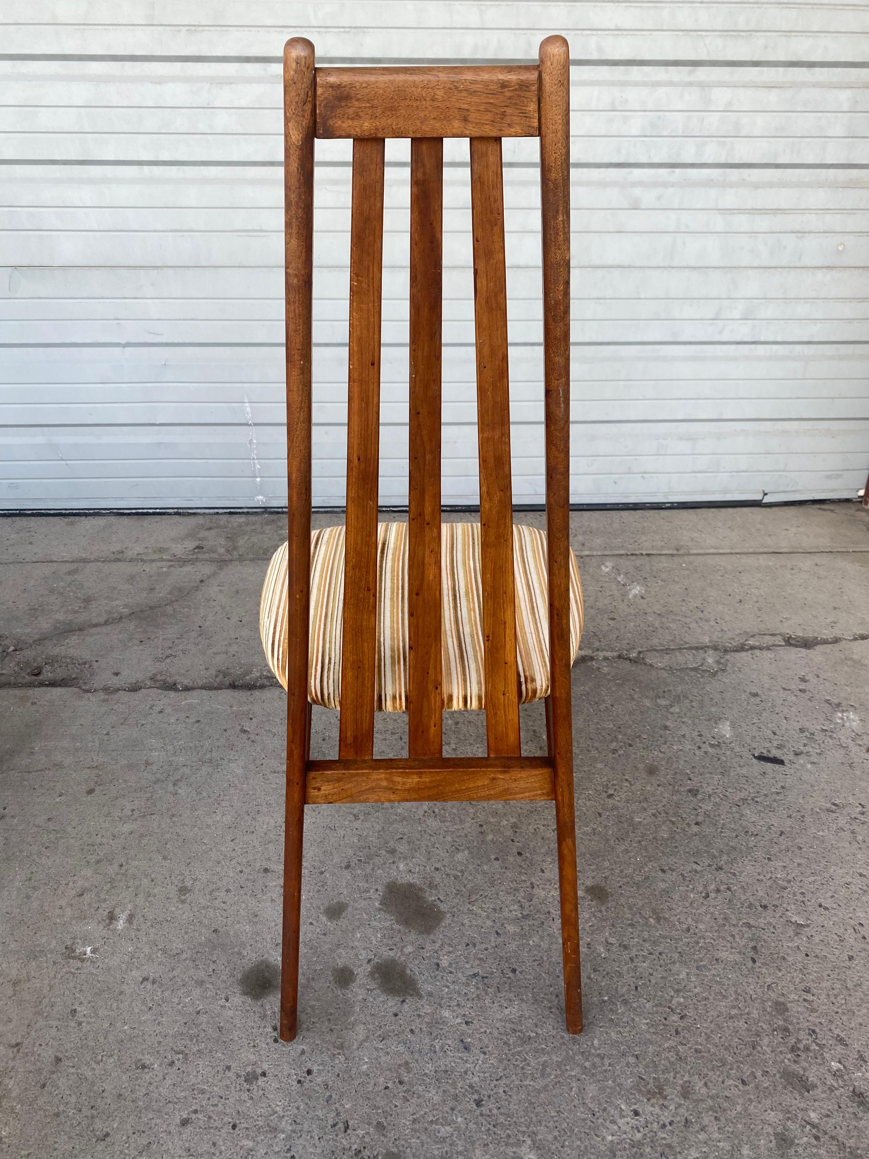 Mid-Century Modern Set 4 Modernist High Back Walnut Dining Chairs by Adrian Pearsall For Sale
